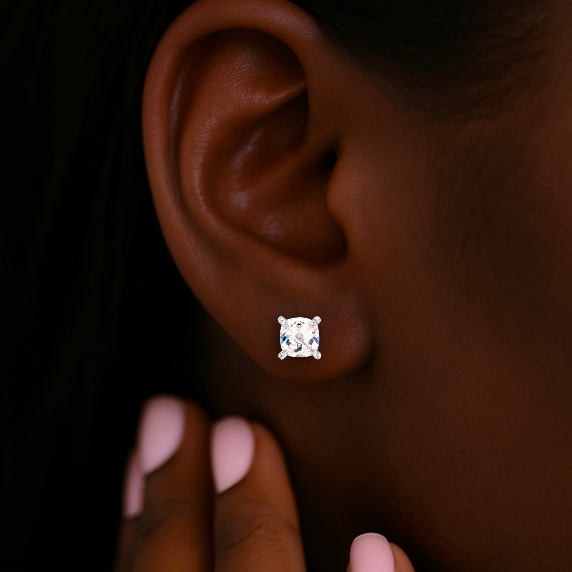 X Diamond Silver Earrings