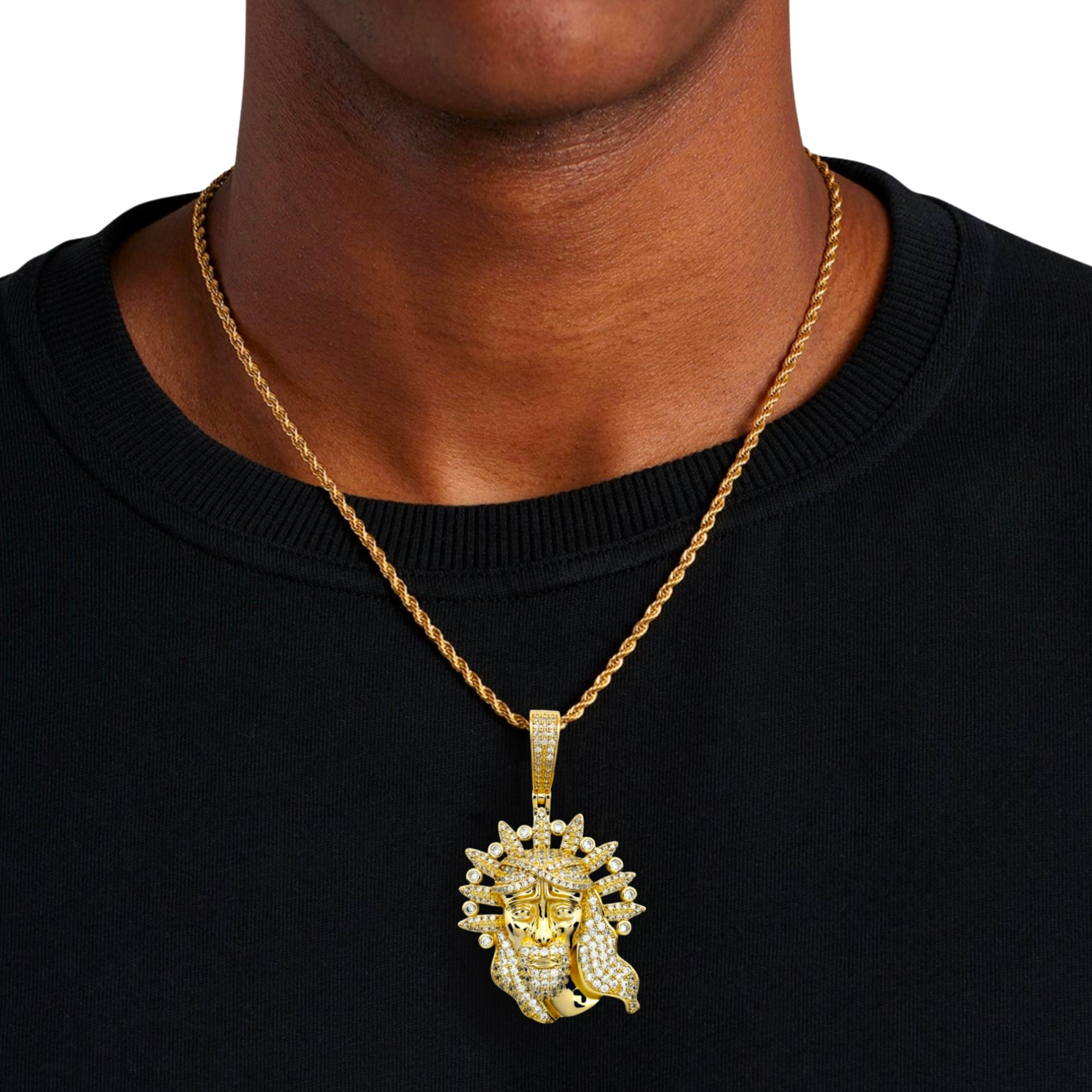 Jesus Diamond Gold Pendant