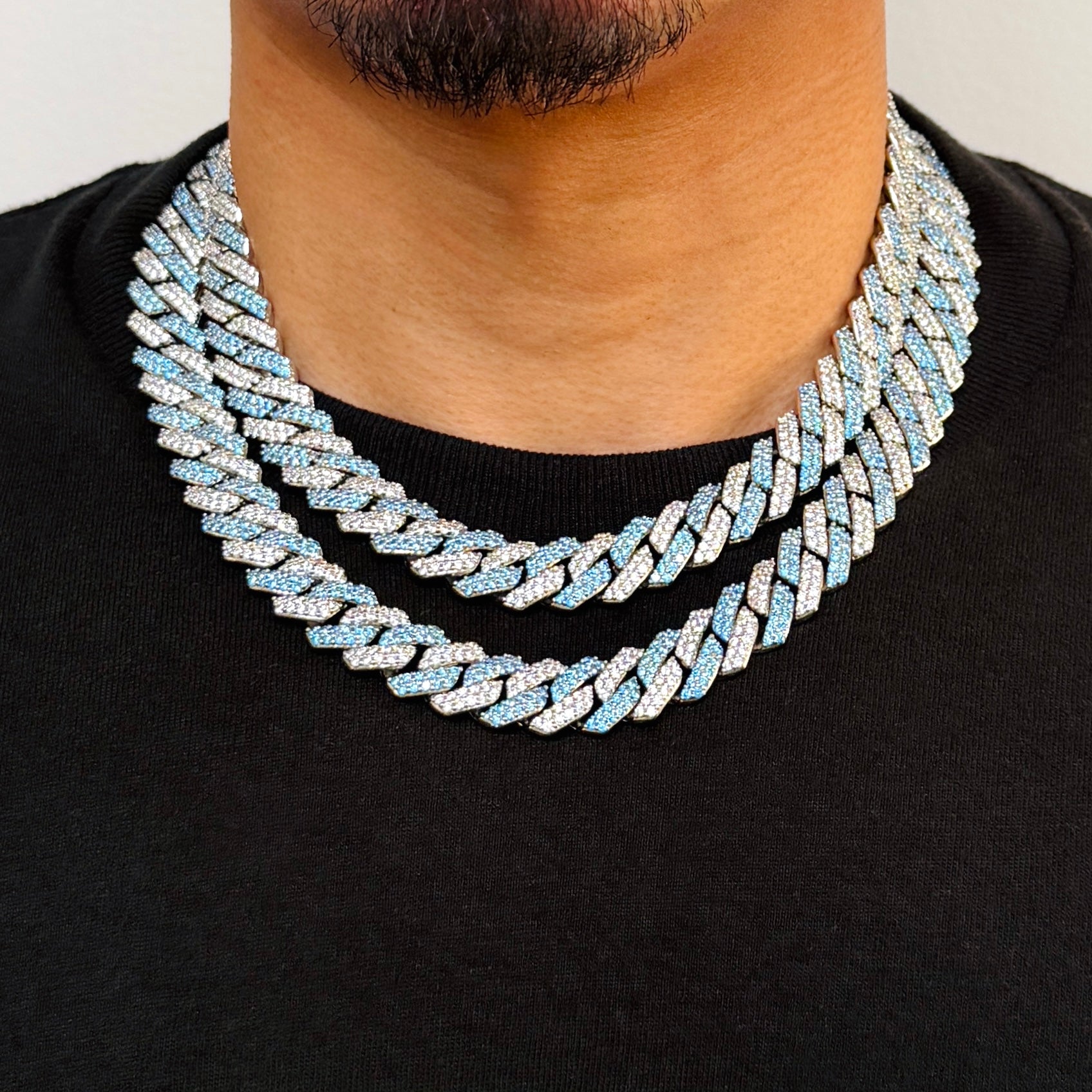 Two Tone Blue Diamond Chain 14mm