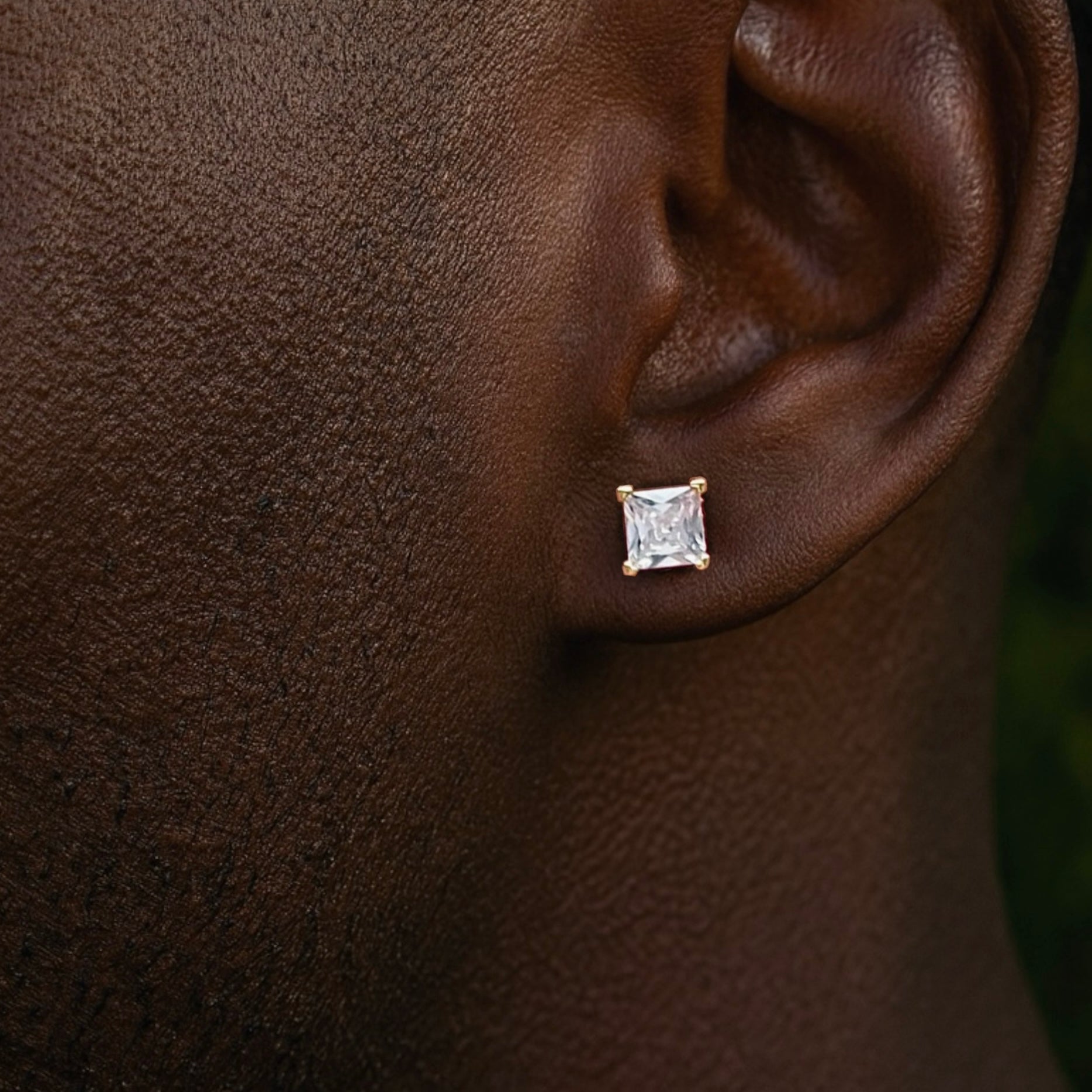 Square Diamond Gold Earrings