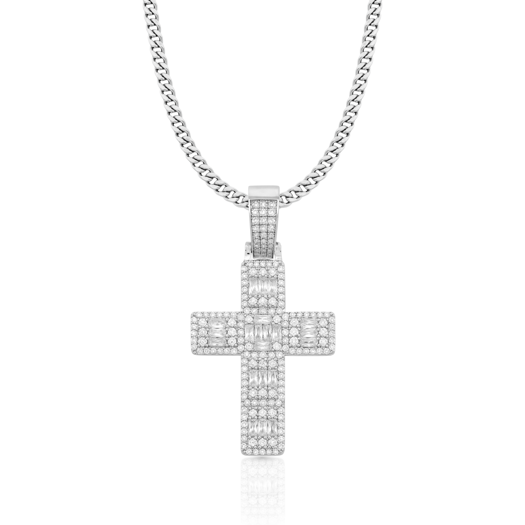 Baguette Cross Diamond Pendant