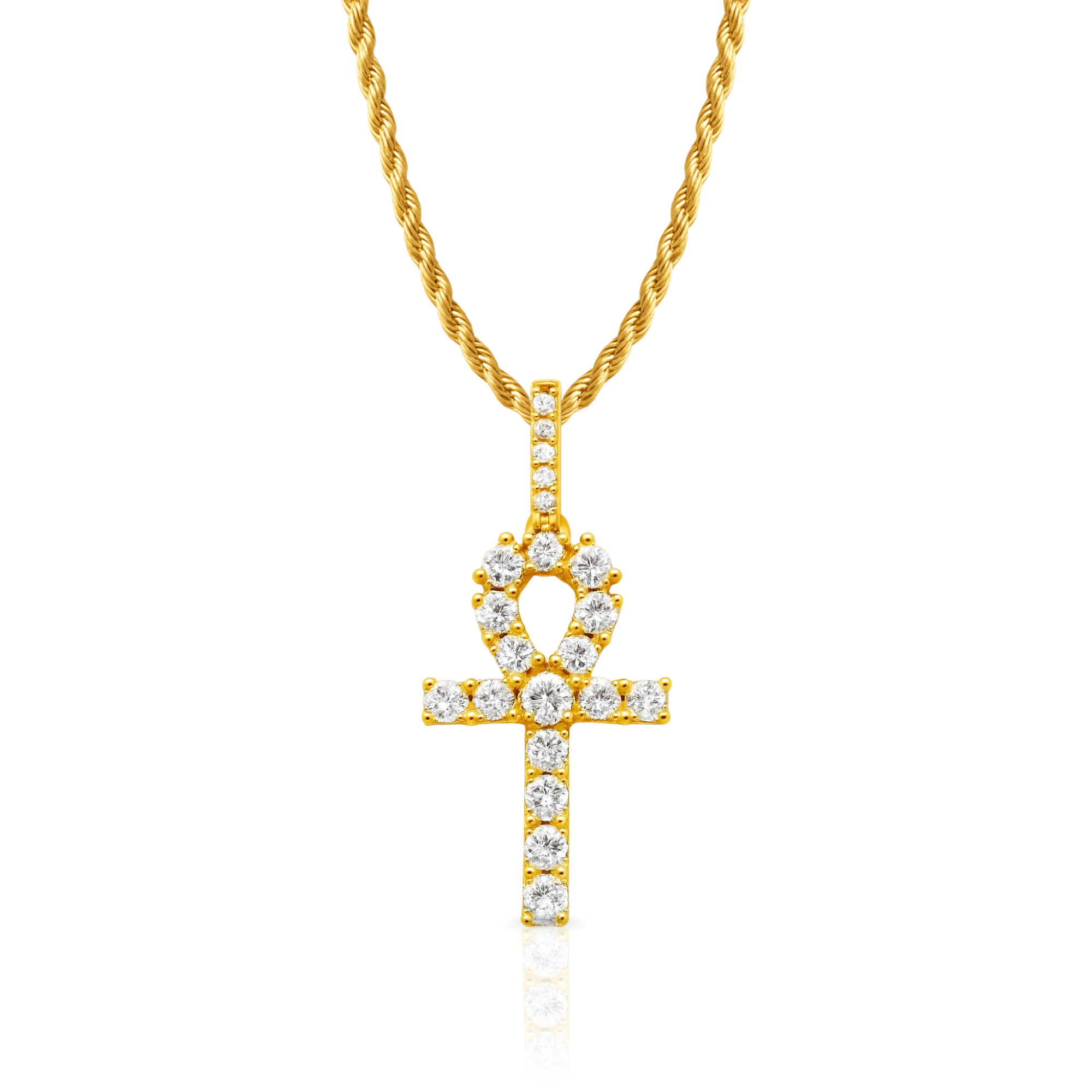 Ankh Cross Diamond Gold Pendant