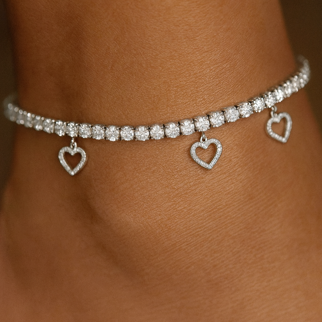 Women Anklet Tennis Charm 3mm