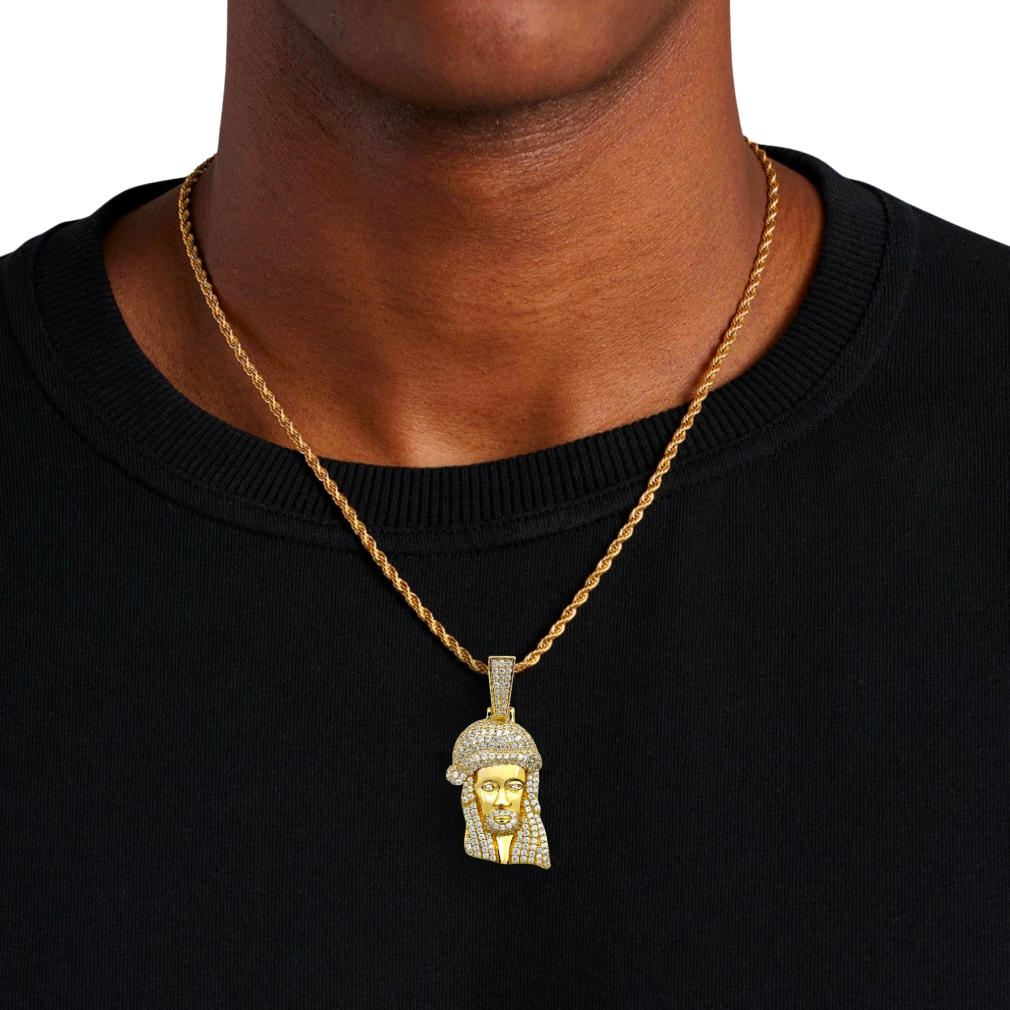 Afro Jesus Diamond Gold Pendant