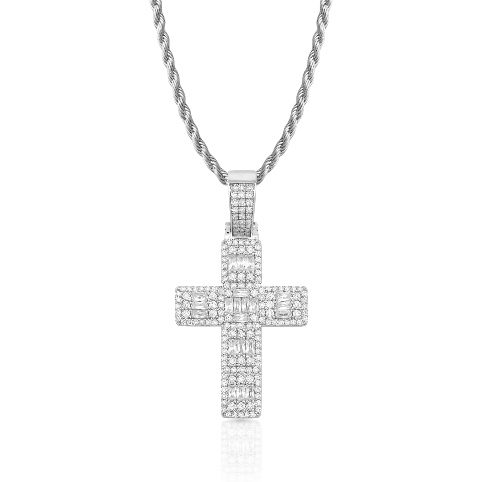 Baguette Cross Diamond Pendant