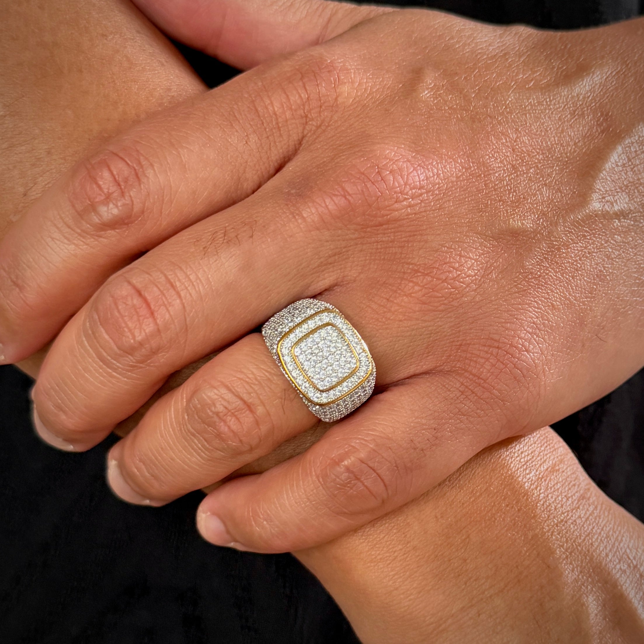 Cuban Diamond Ring Two Tone
