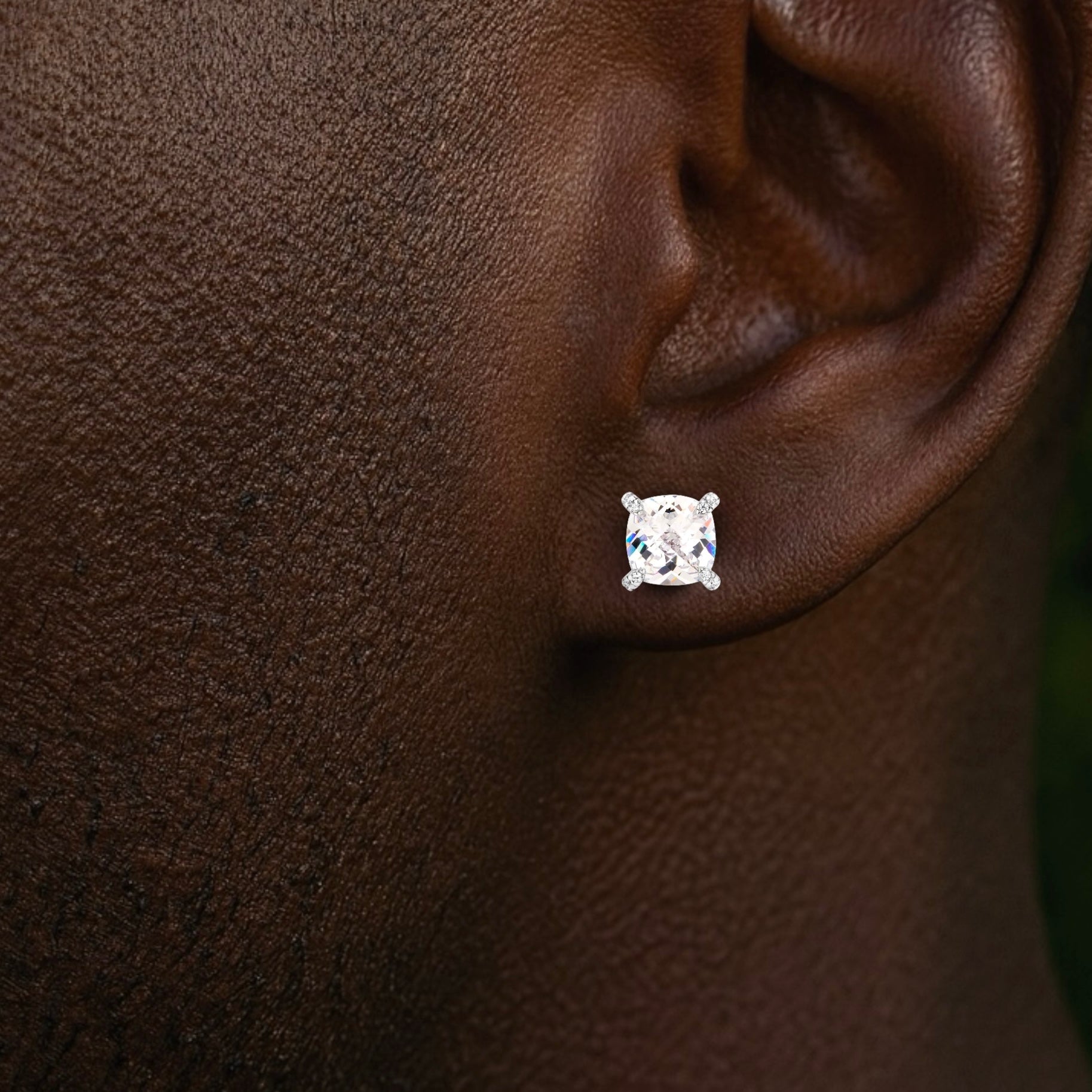 X Diamond Silver Earrings