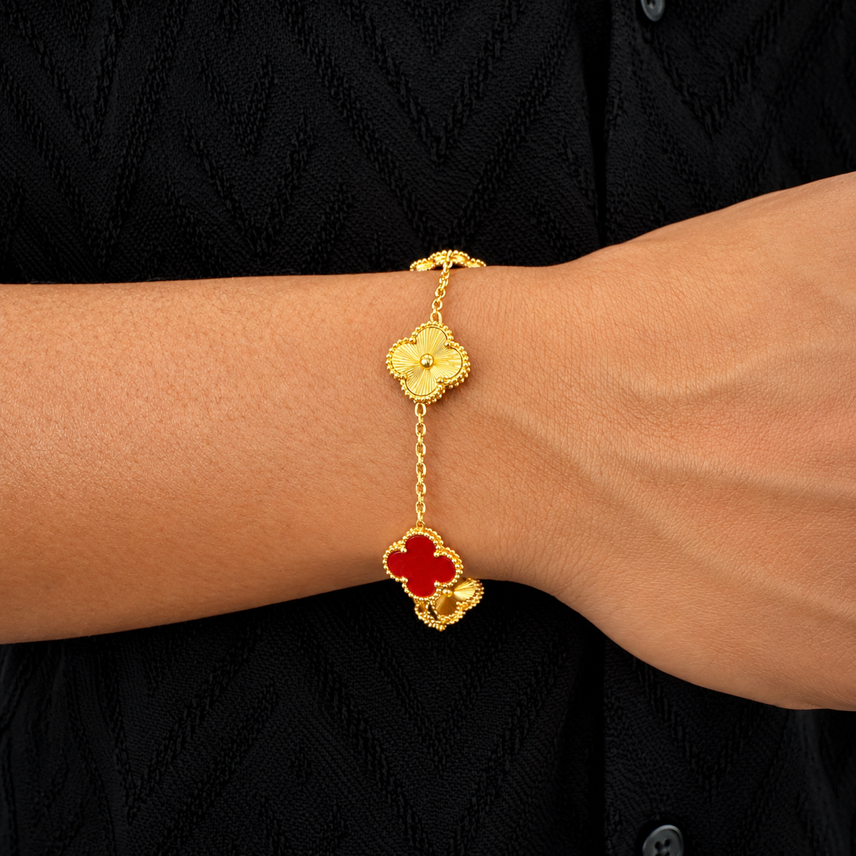 GStars Clover Bracelet Gold/Red