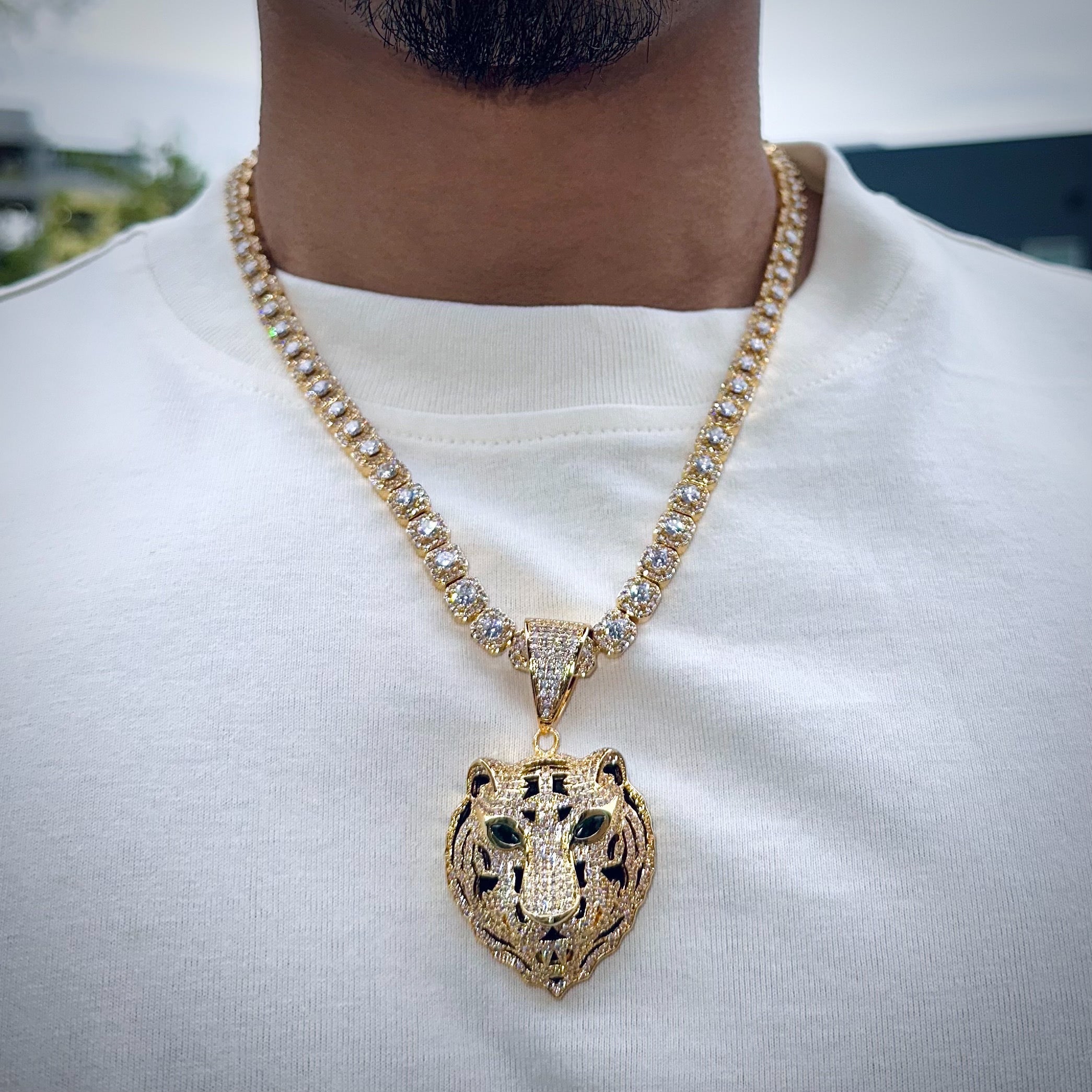 Tiger Diamond Gold Pendant