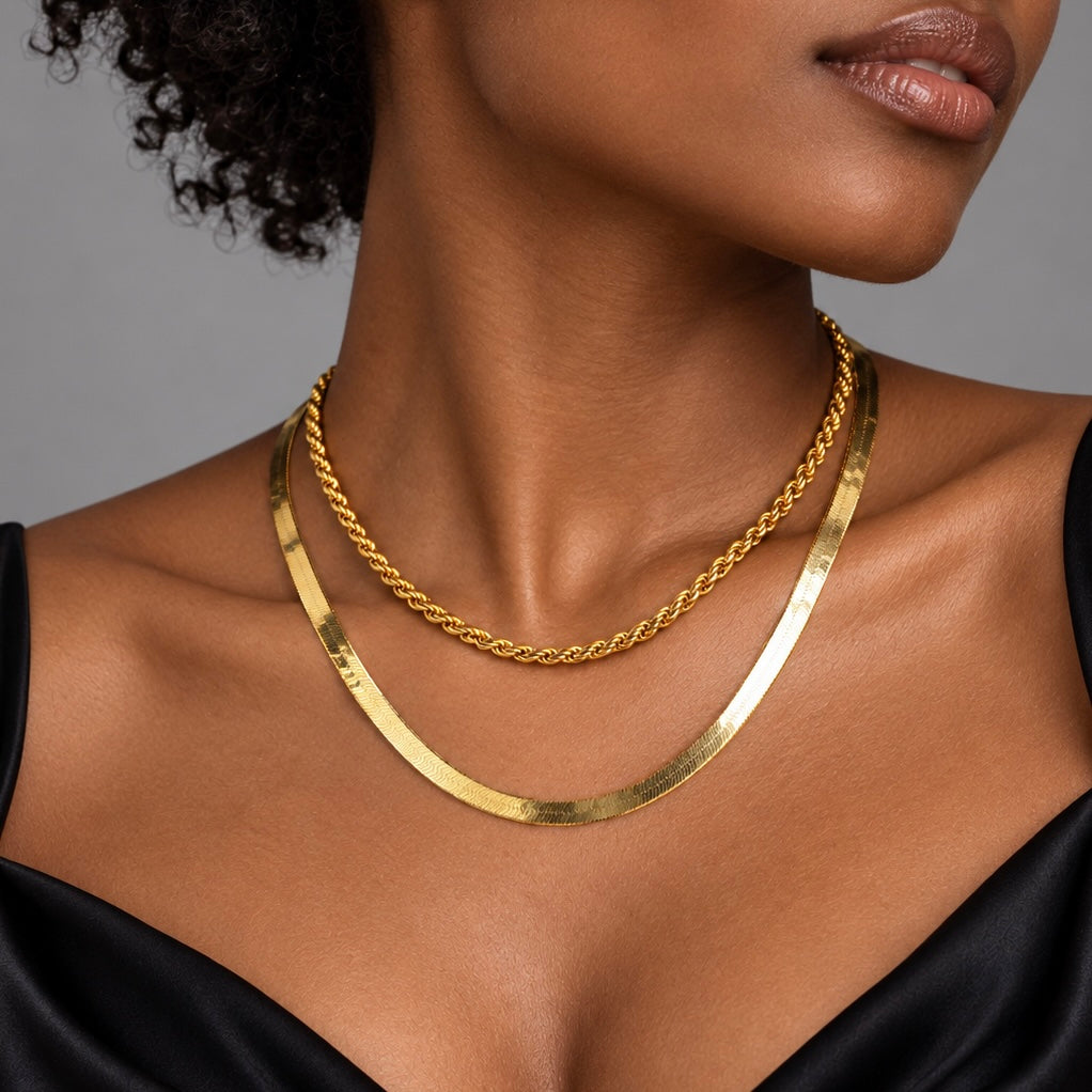 Herringbone + Rope Chain Stack