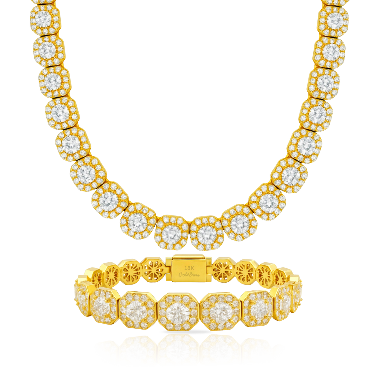 Clustered Tennis Chain Set 10mm – GoldStarsDC Jewelry Co.
