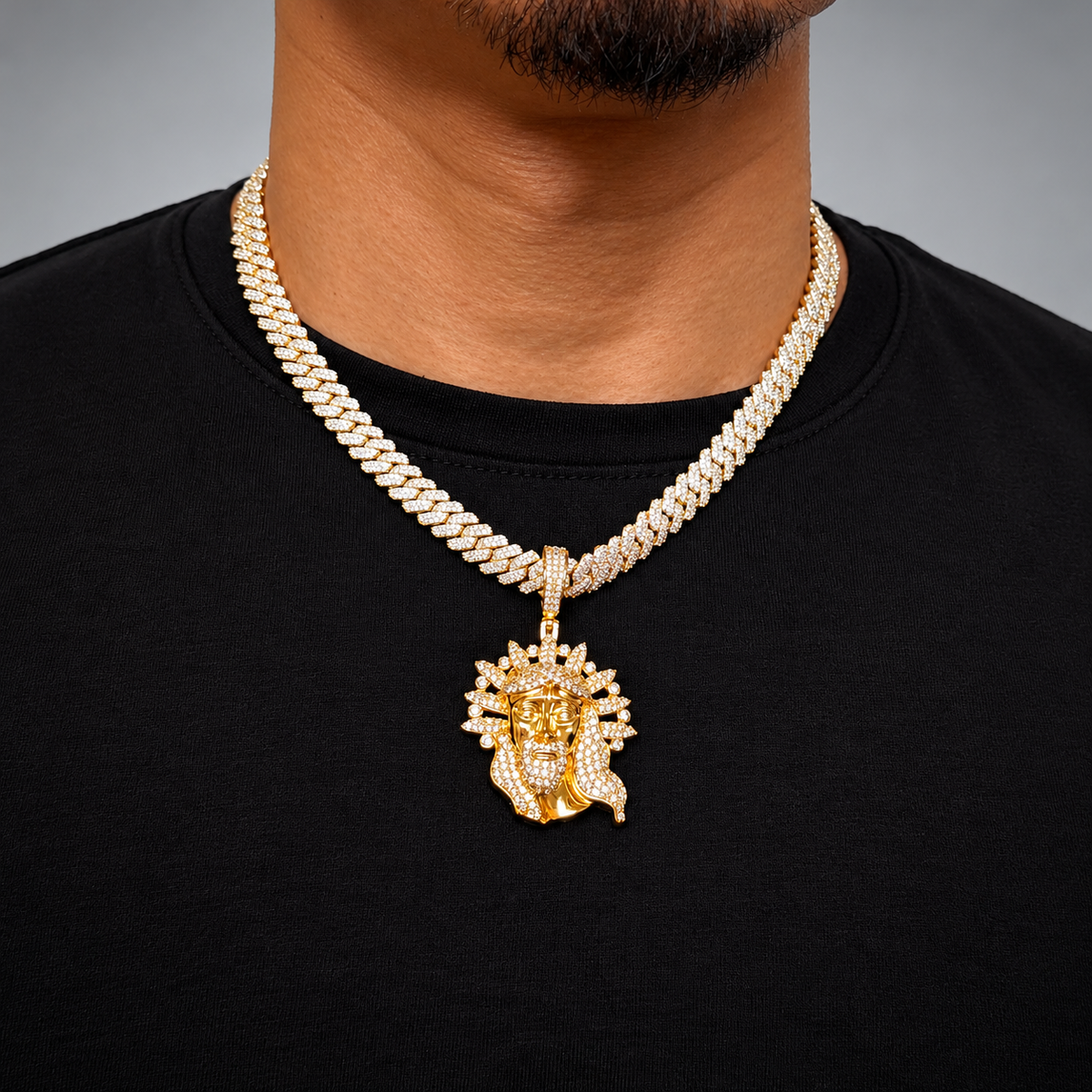 Jesus Diamond Gold Pendant