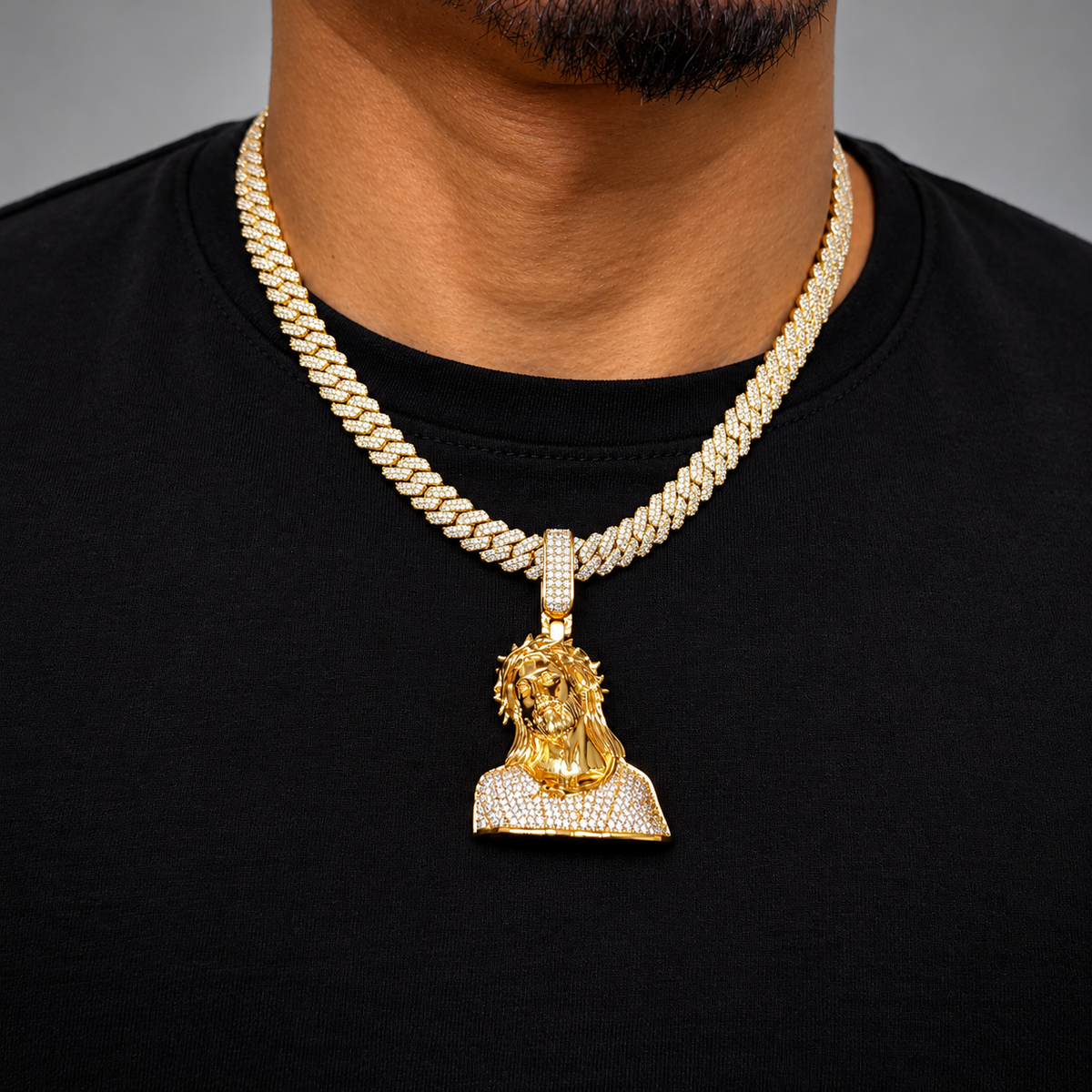 Jesus Diamond Gold Pendant