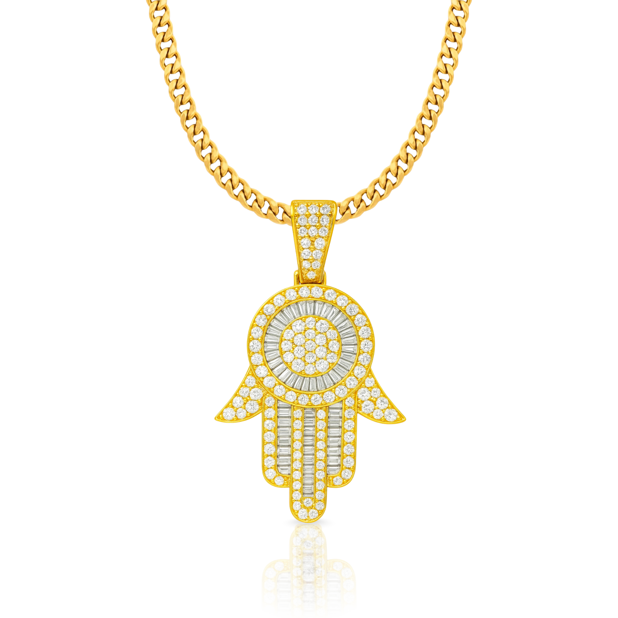 Hamsa Hand Diamond Gold Pendant