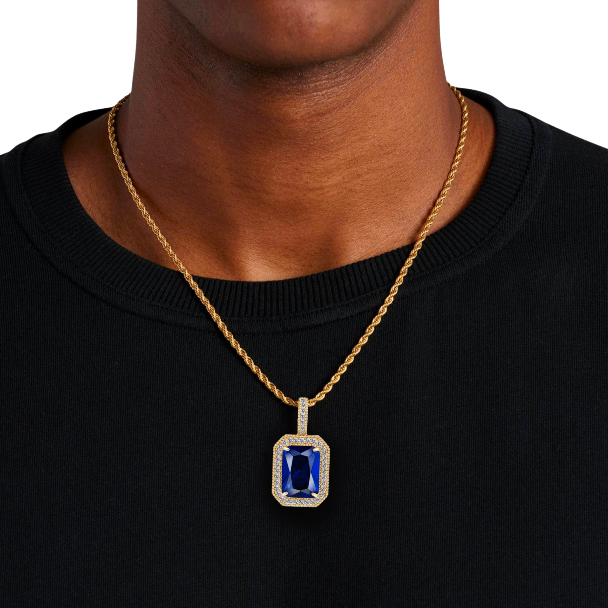 Sapphire Blue Diamond Gold Pendant