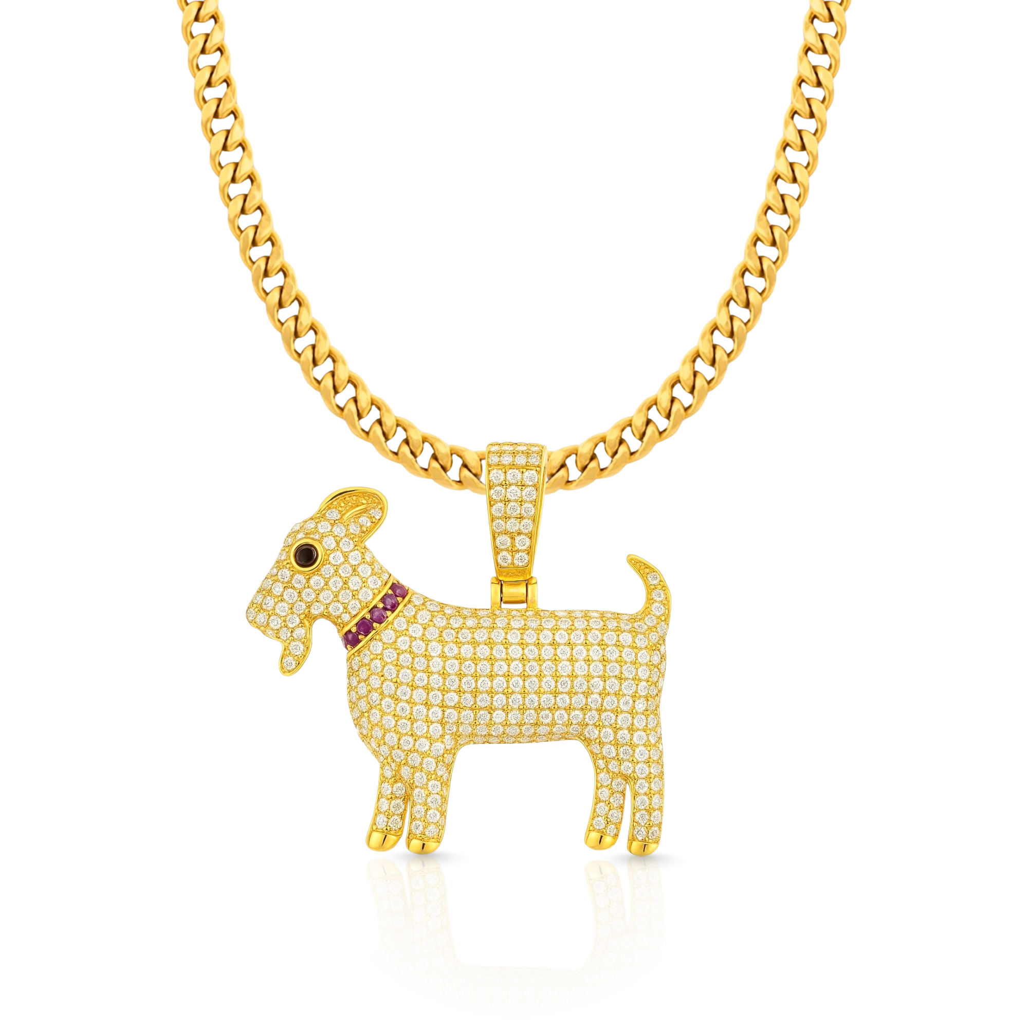 Goat Diamond Gold Pendant