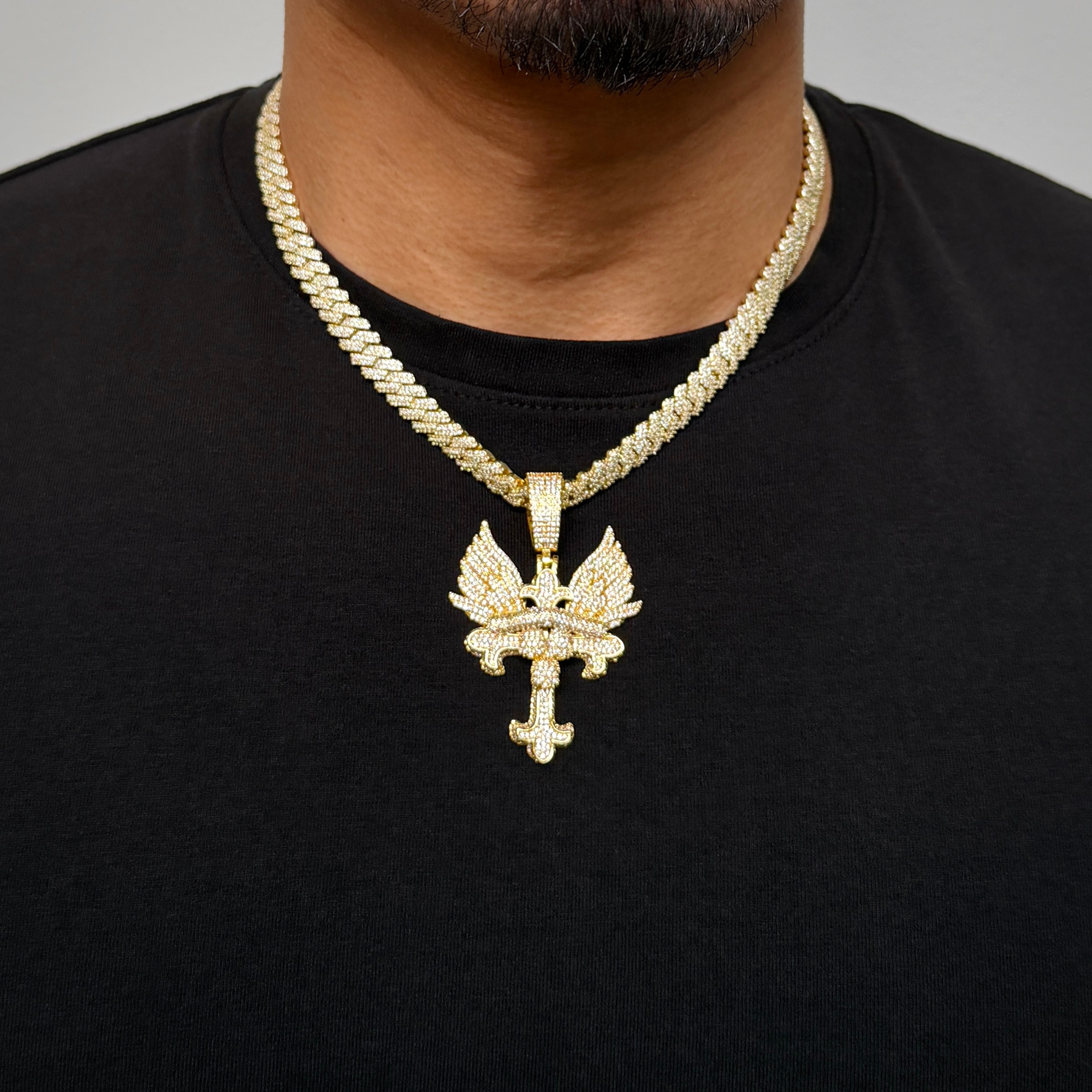 Tribal Cross Diamond Gold Pendant