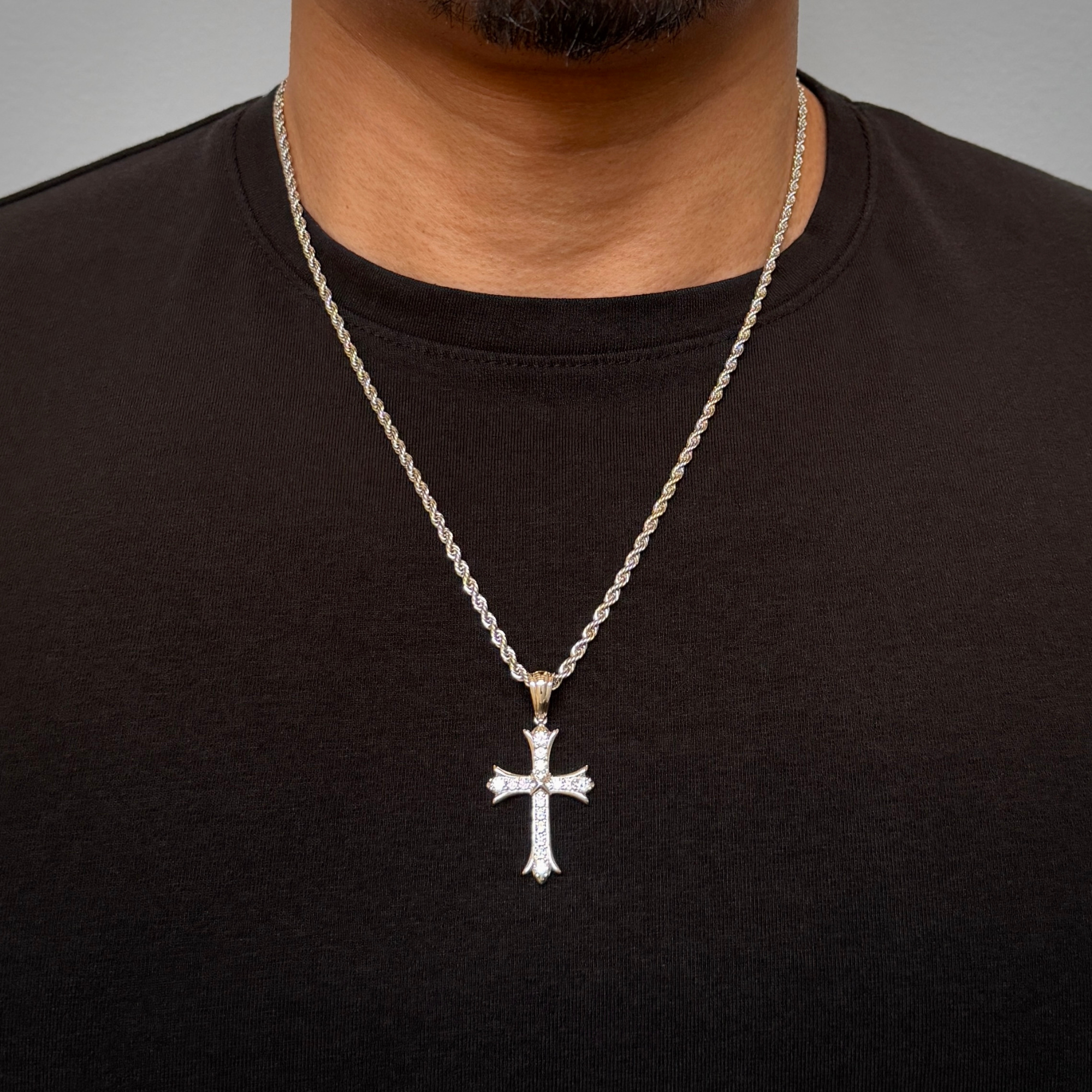 Roman Cross Pendant (White Gold)