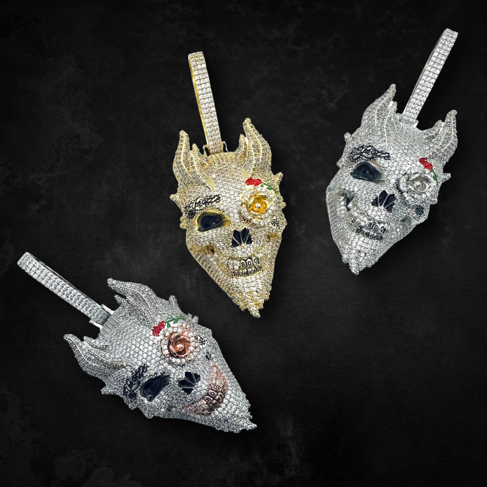 Skull Head Diamond Gold Pendant