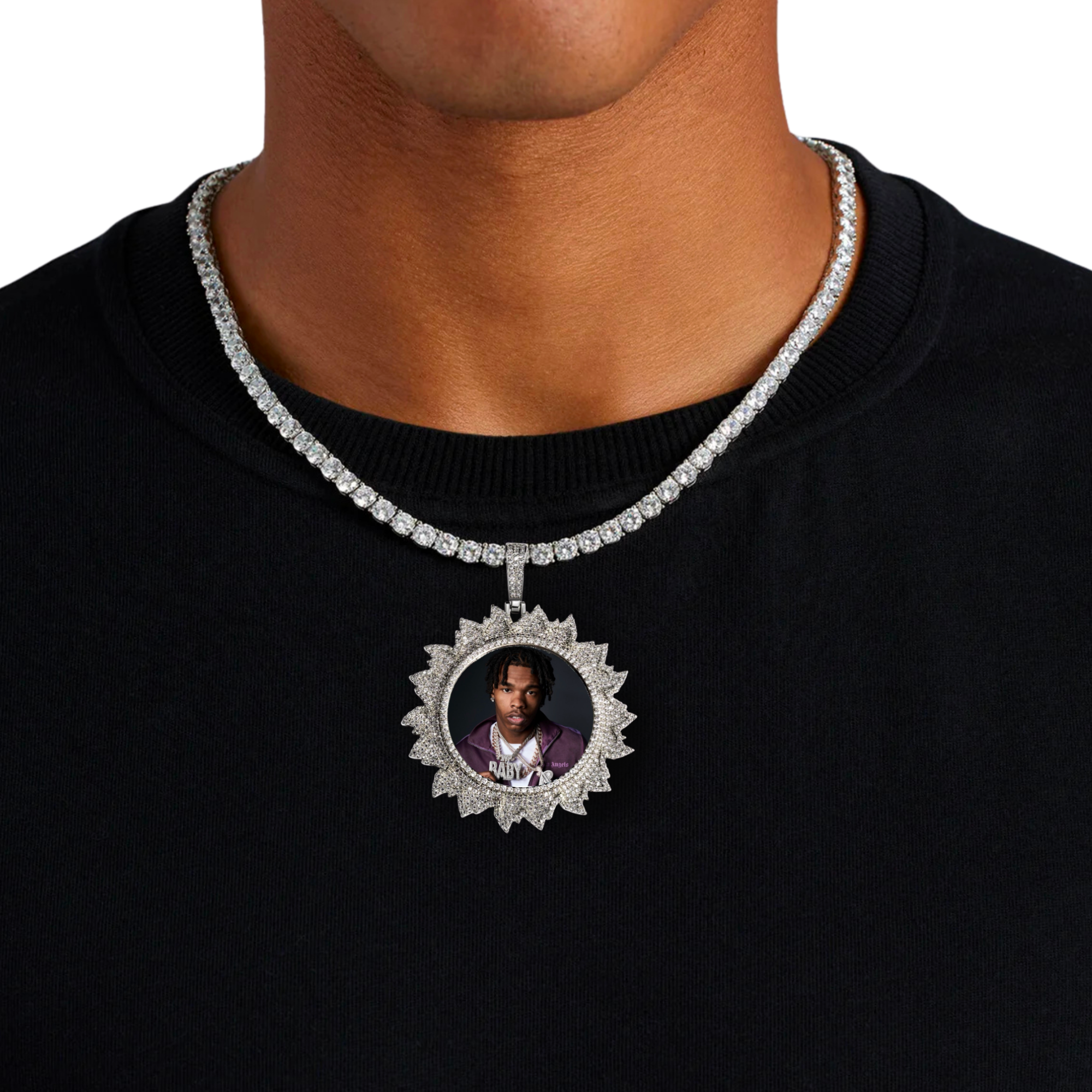Flame Diamond Custom Photo Pendant
