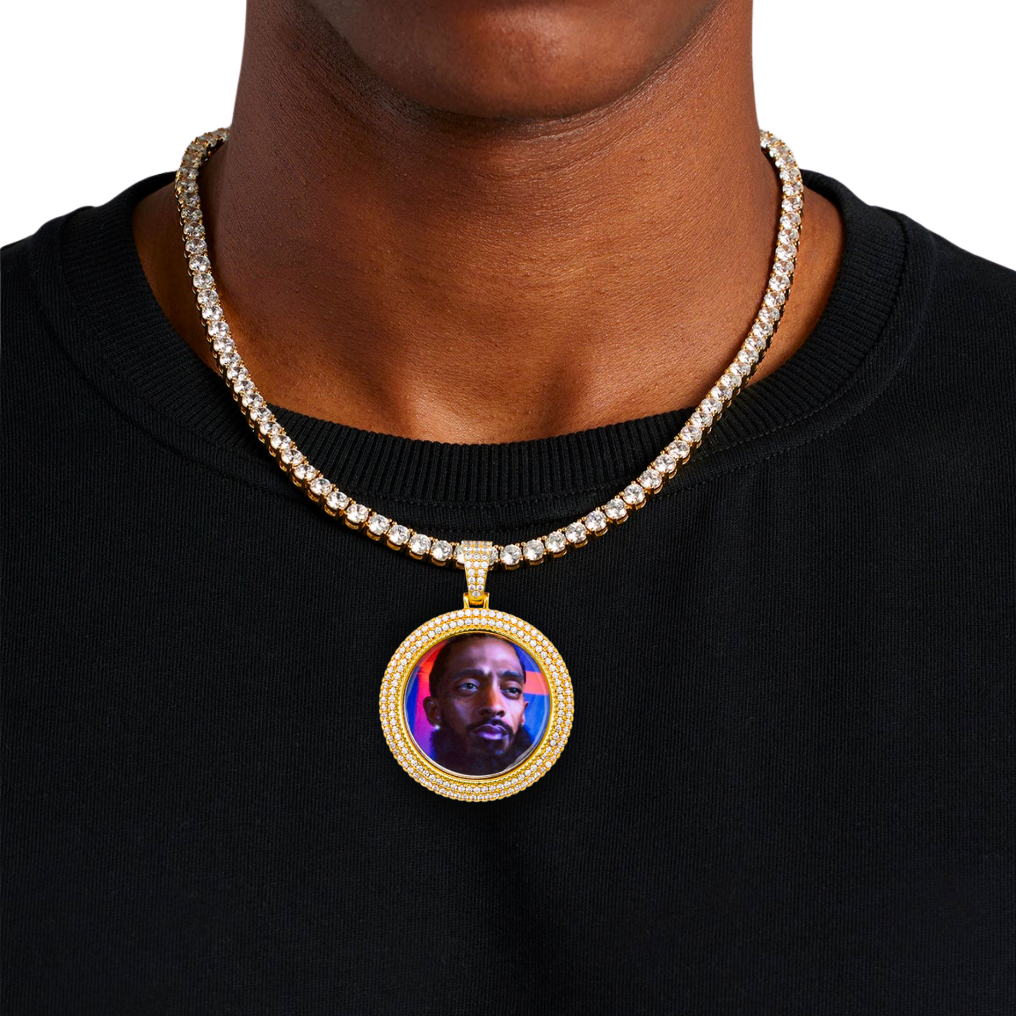 Double Diamond Custom Photo Pendant