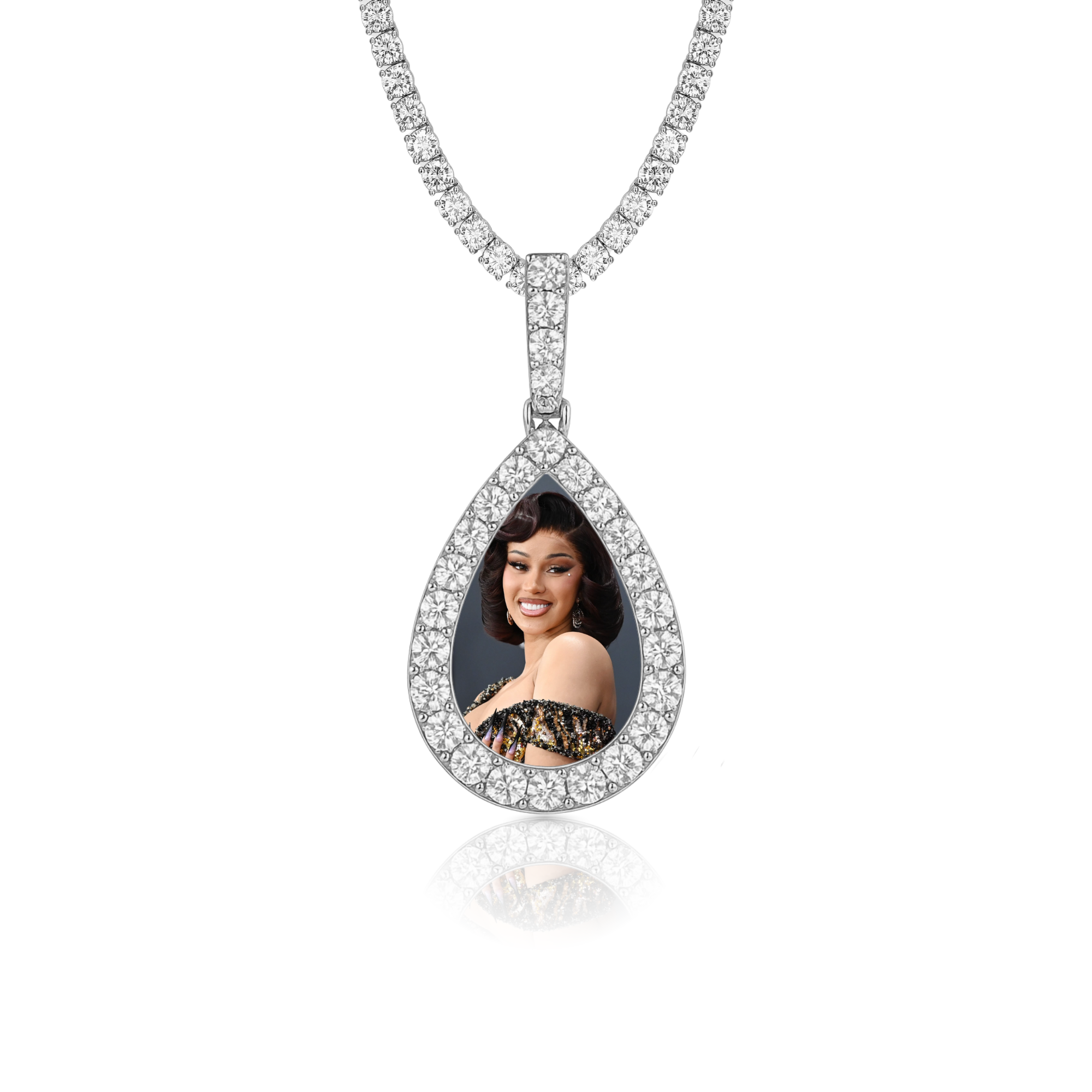 Diamond Drop Custom Photo Pendant