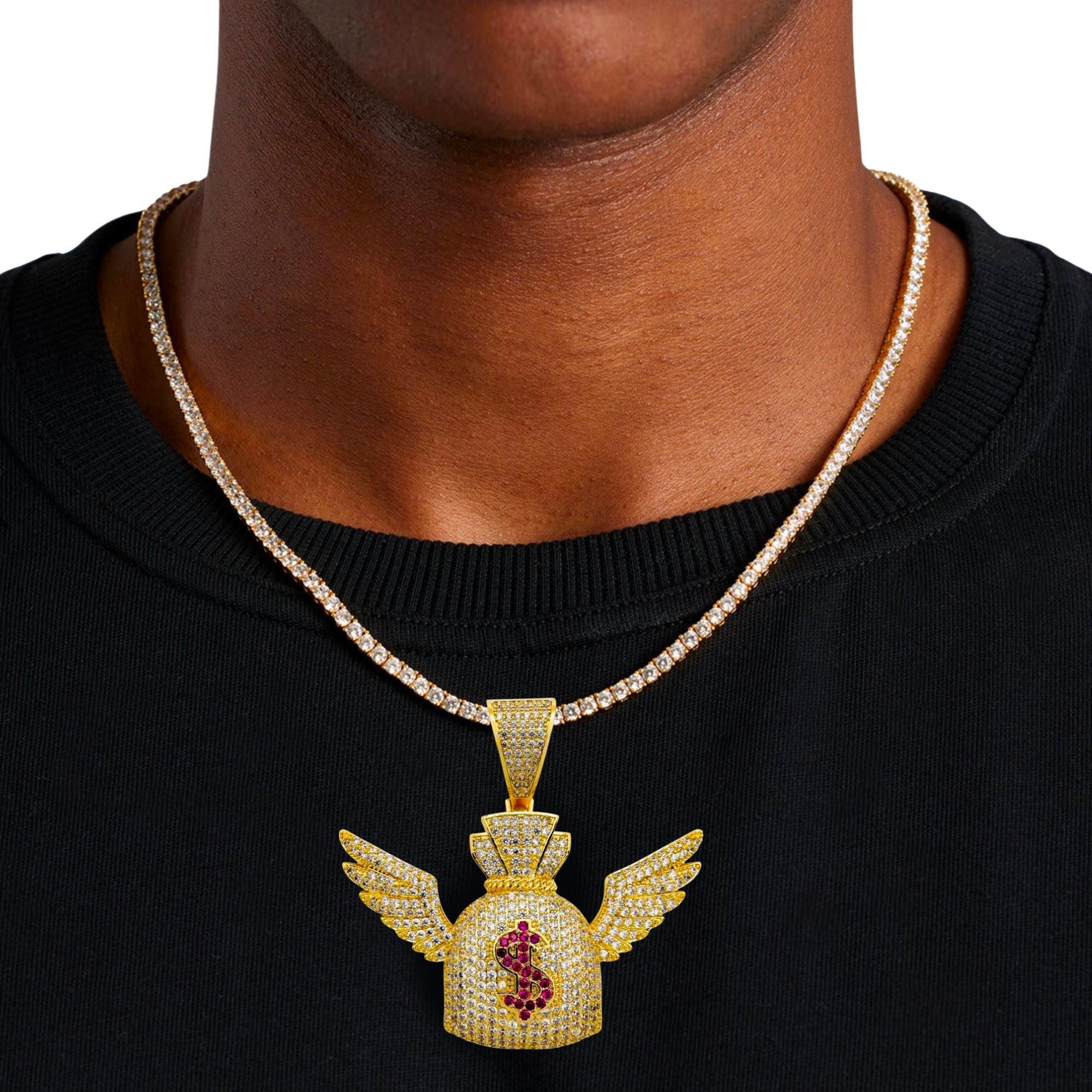 Money Wings Diamond Gold Pendant
