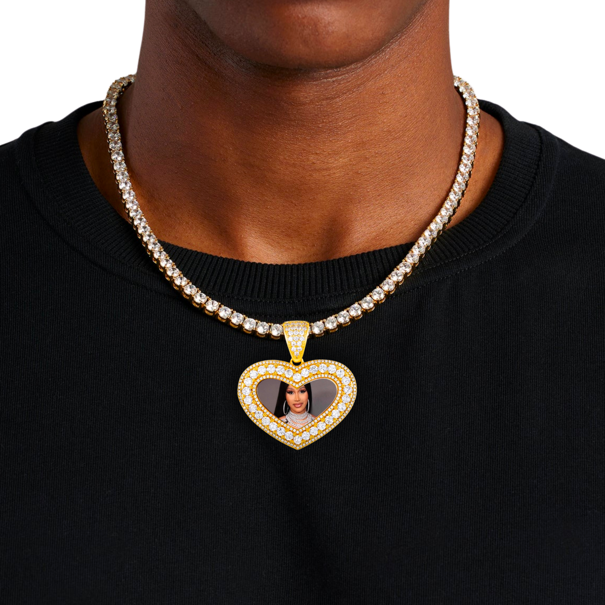 Diamond Heart Custom Photo Pendant