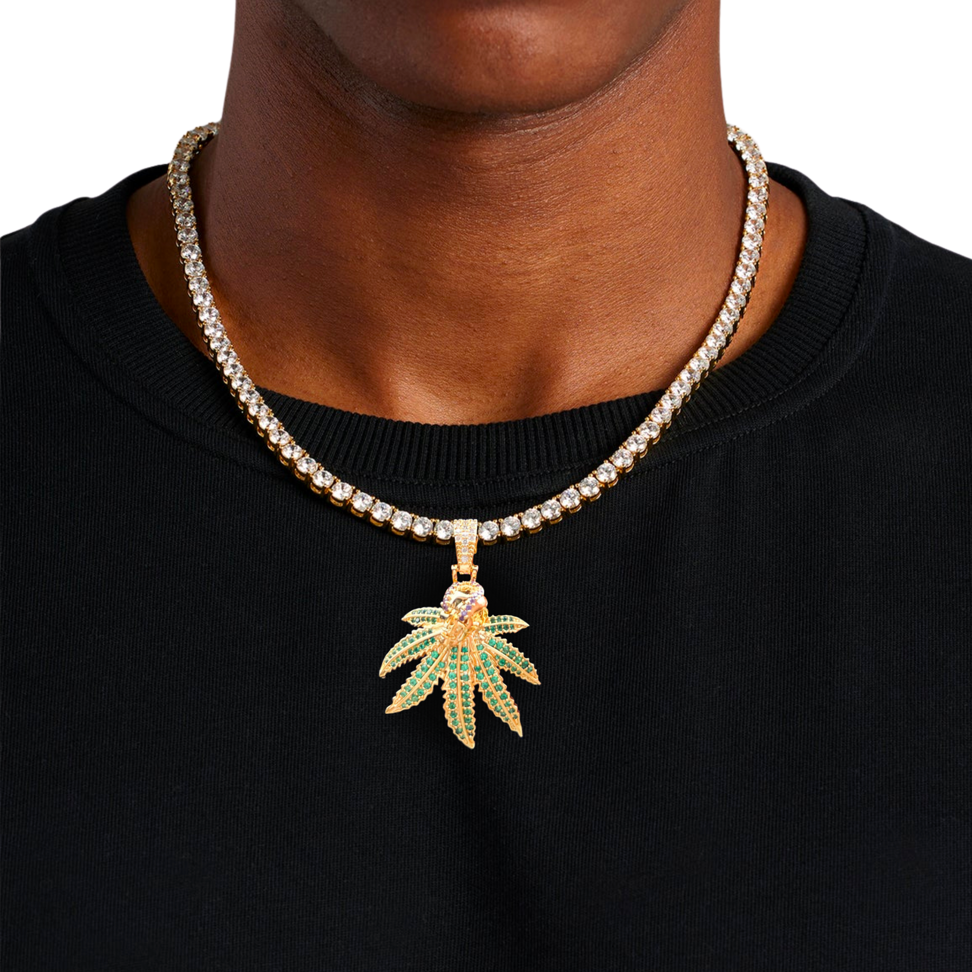 Weed Iced Out Gold Pendant