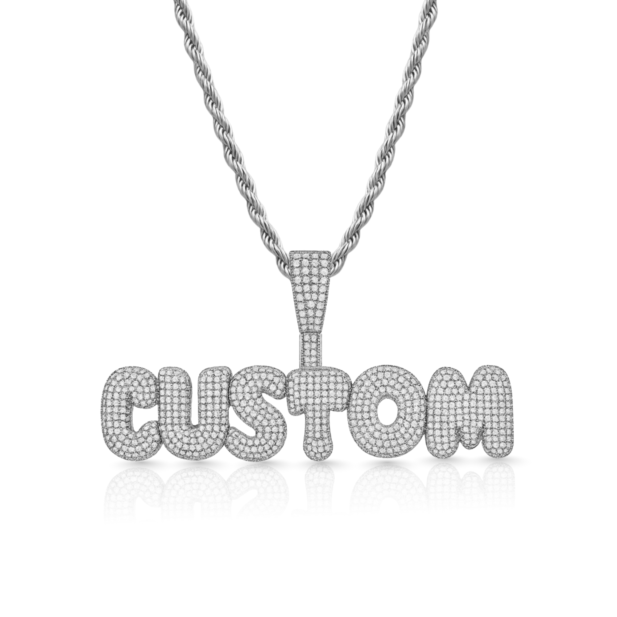 Moissanite Medium Bubble Letter Custom Pendant