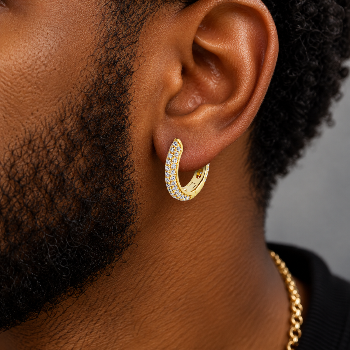 Hoop Diamond Gold Earrings
