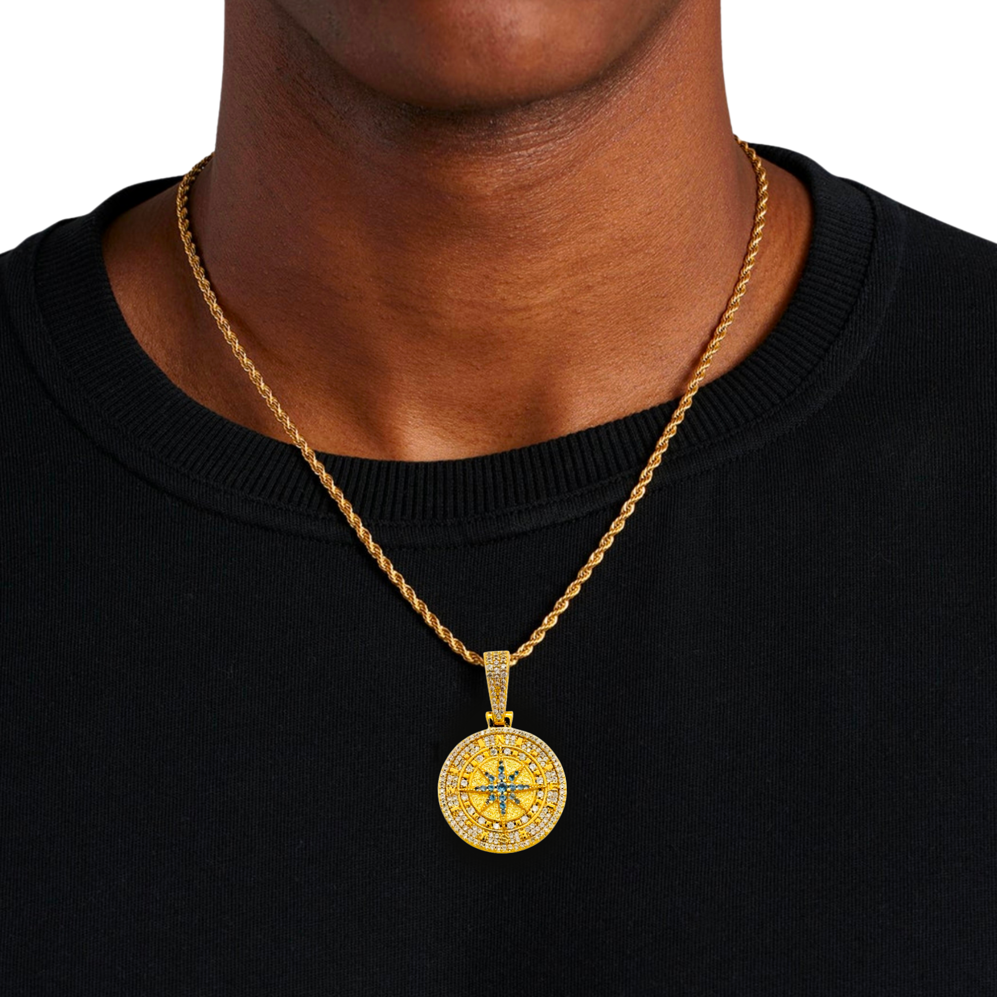 Compass Diamond Gold Pendant