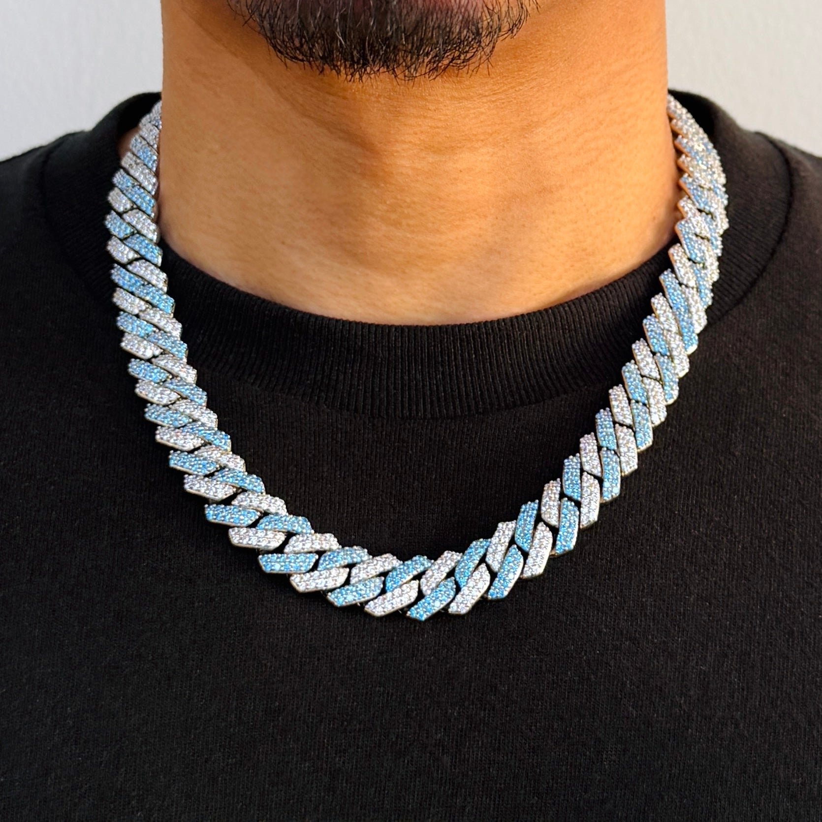 Two Tone Blue Diamond Chain 14mm