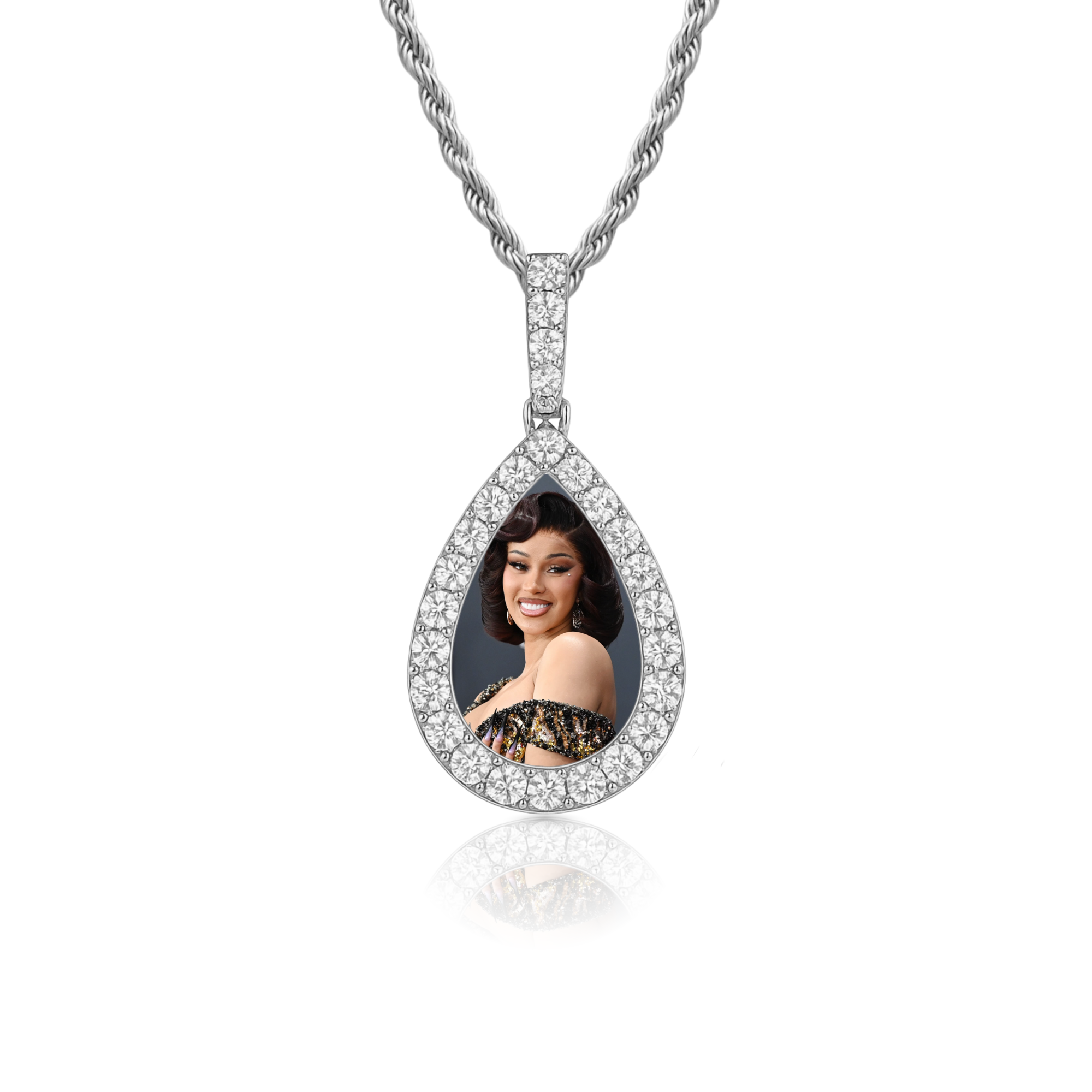 Diamond Drop Custom Photo Pendant