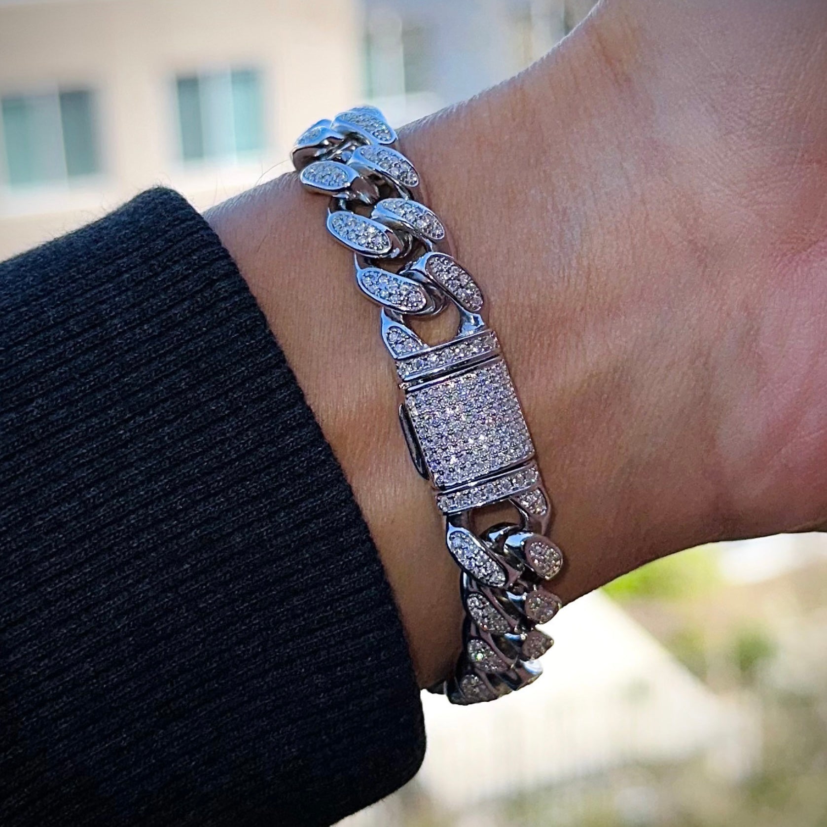 Moissanite Diamond Cuban Bracelet (12mm) 7.0cts