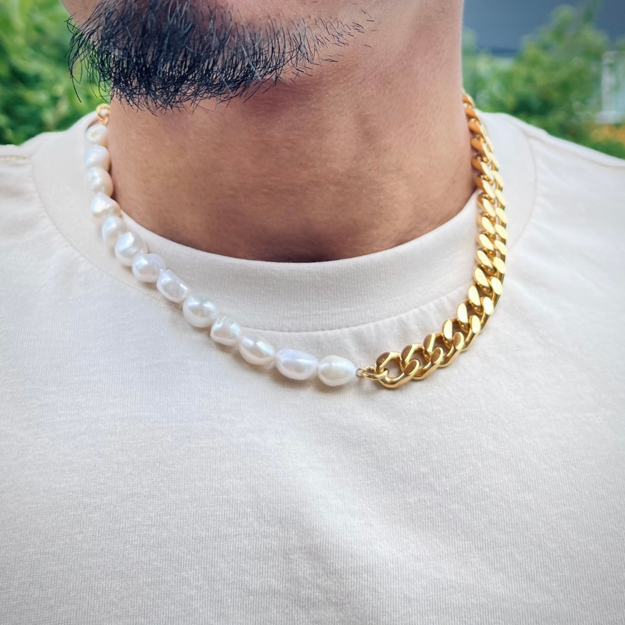 Pearl Cuban 18k Gold Chain (10mm)