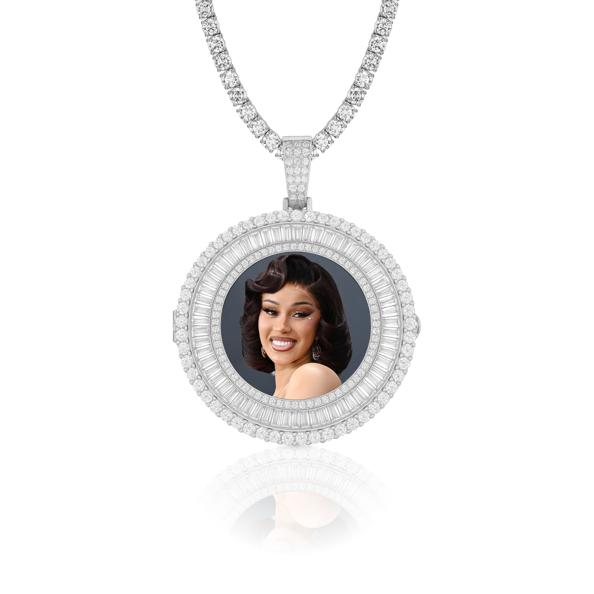 Double Clustered Diamond Photo Pendant