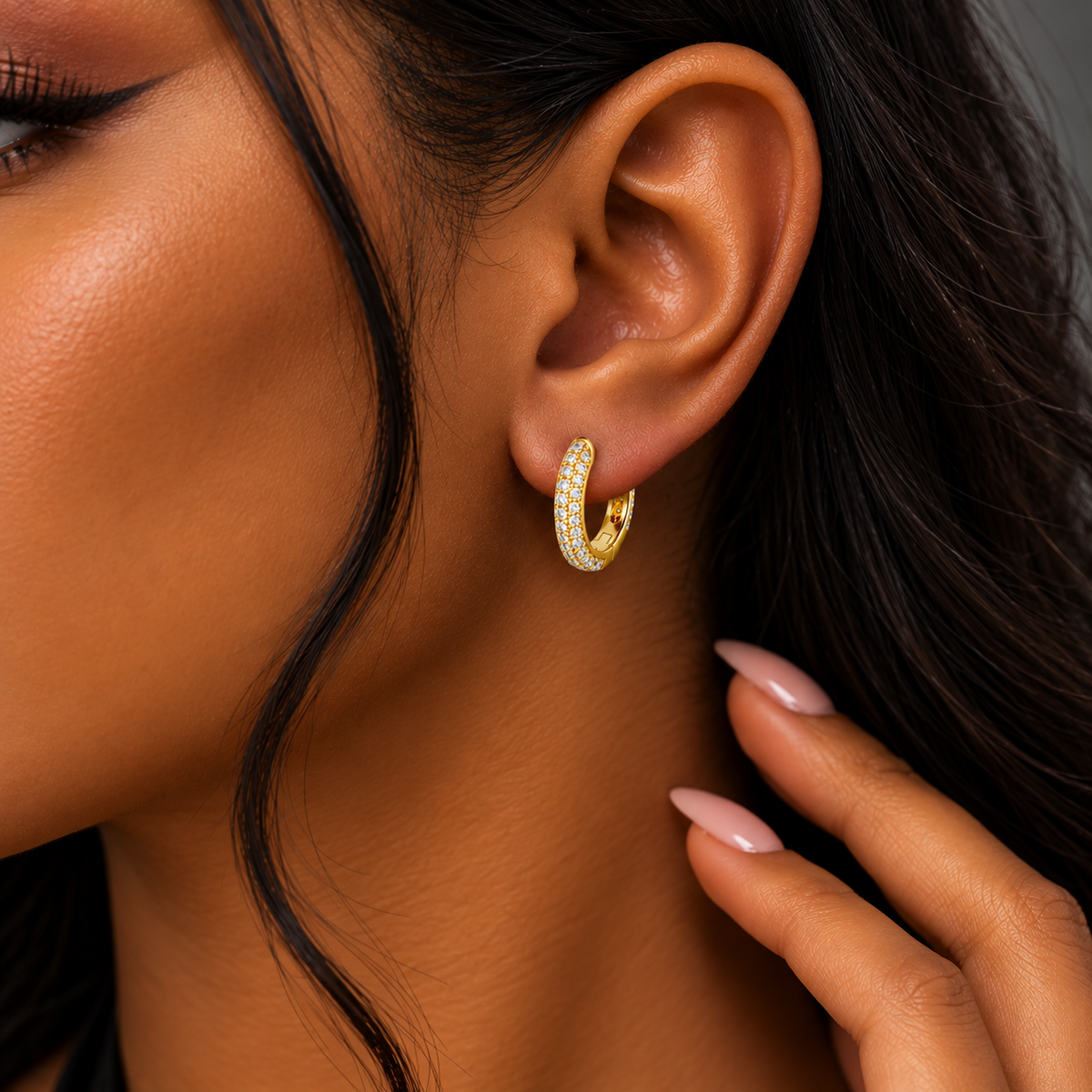 Hoop Diamond Gold Earrings