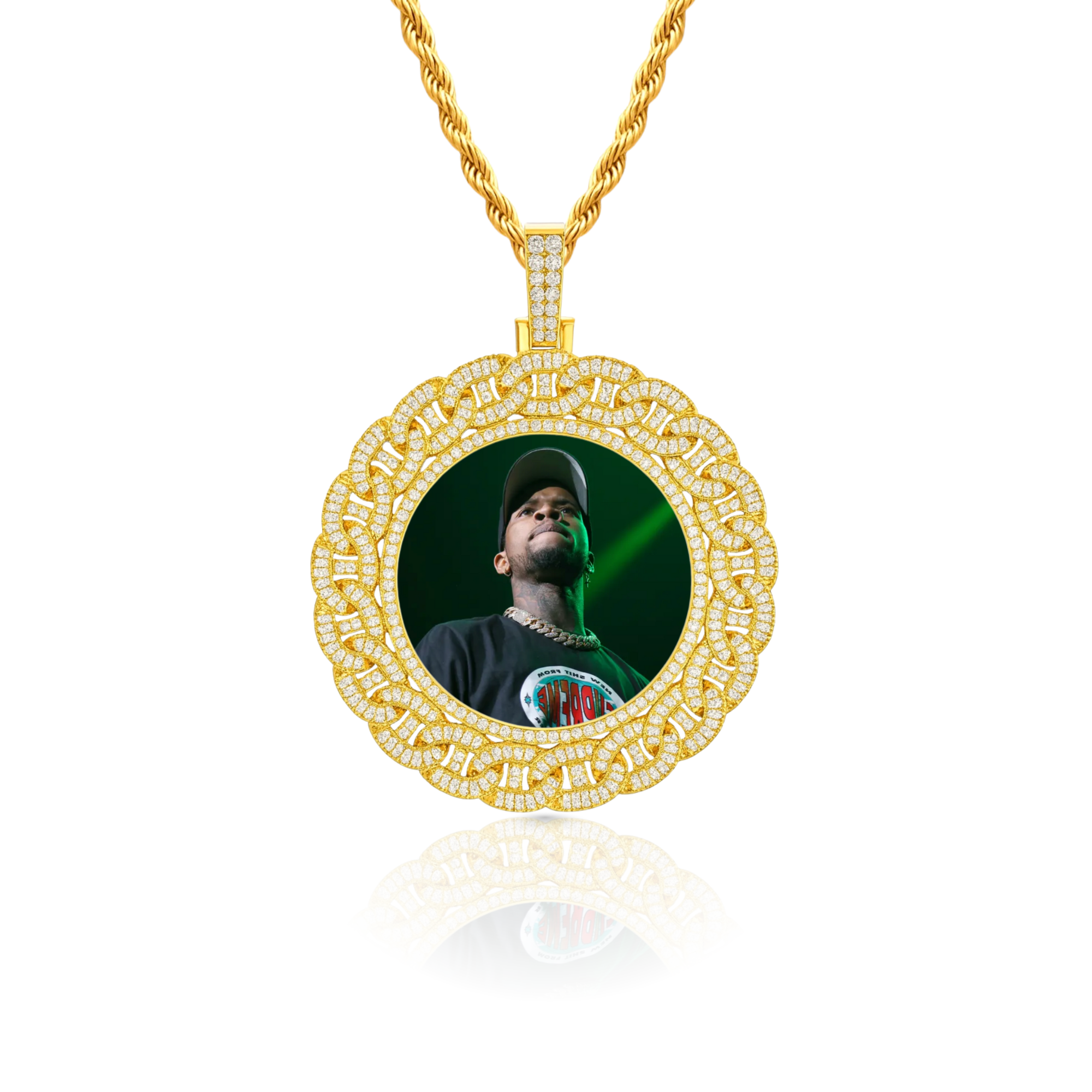 Baguette Link Custom Photo Pendant