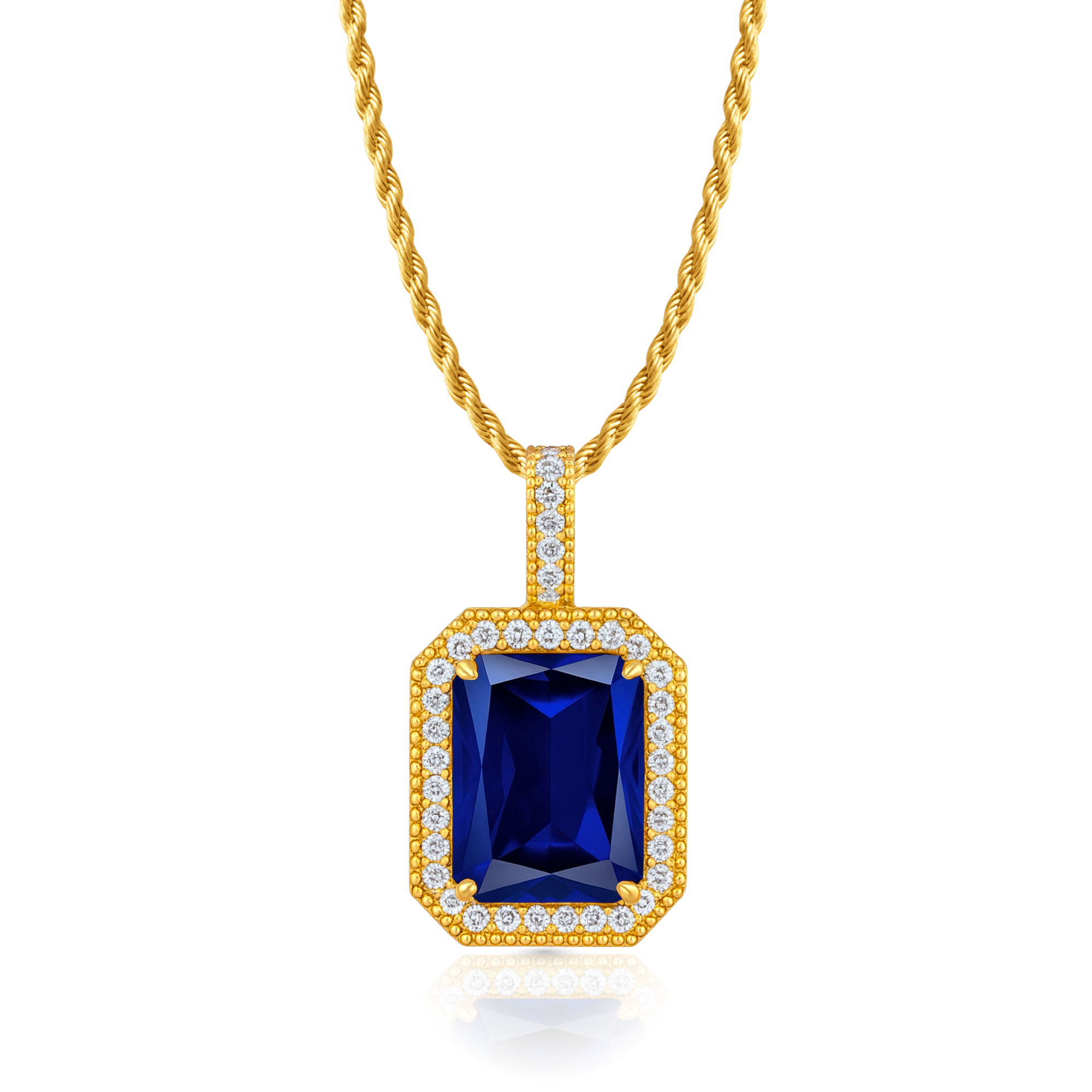 Sapphire Blue Diamond Gold Pendant