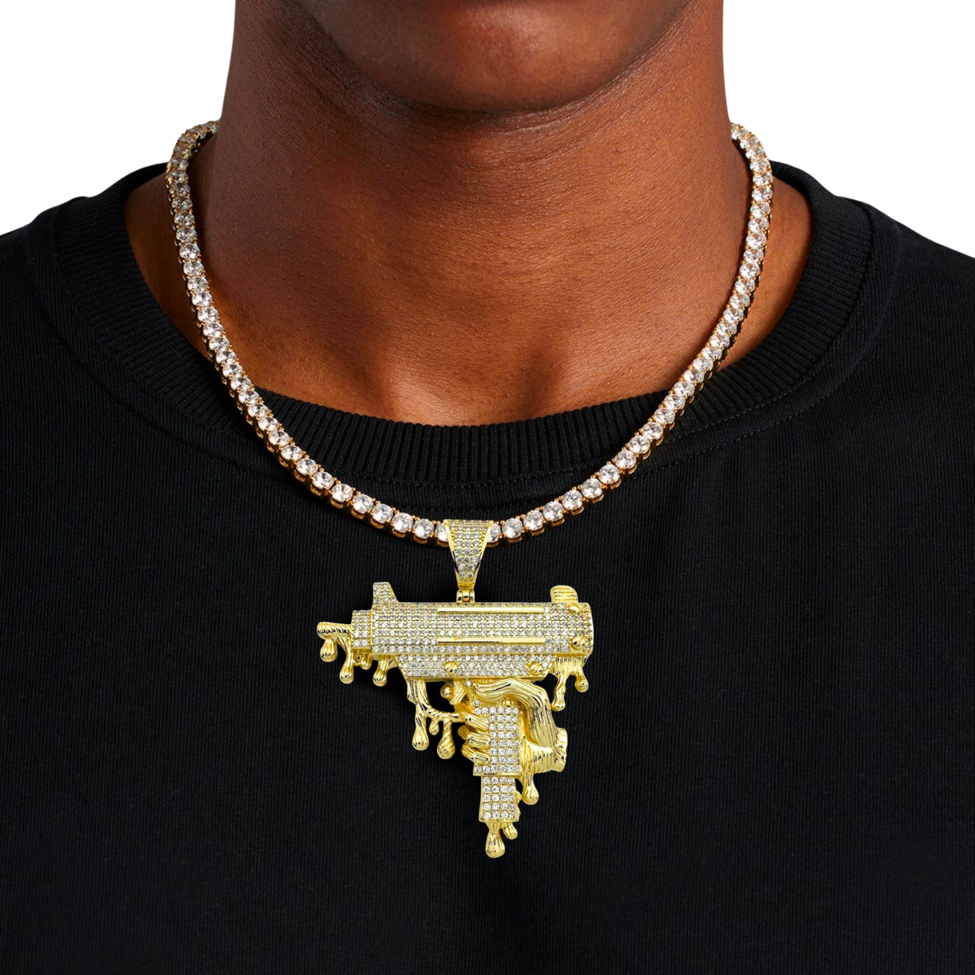 MAC-11 Diamond Gold Pendant