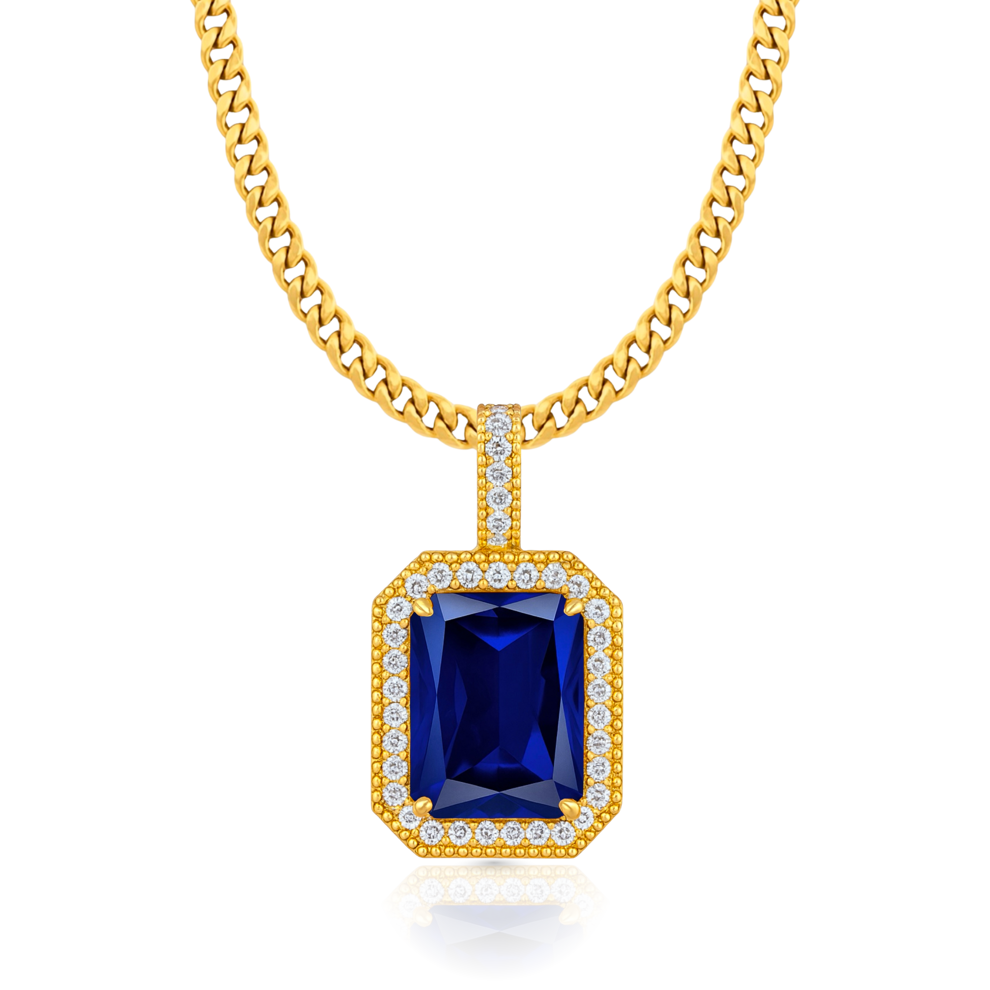 Sapphire Blue Diamond Gold Pendant