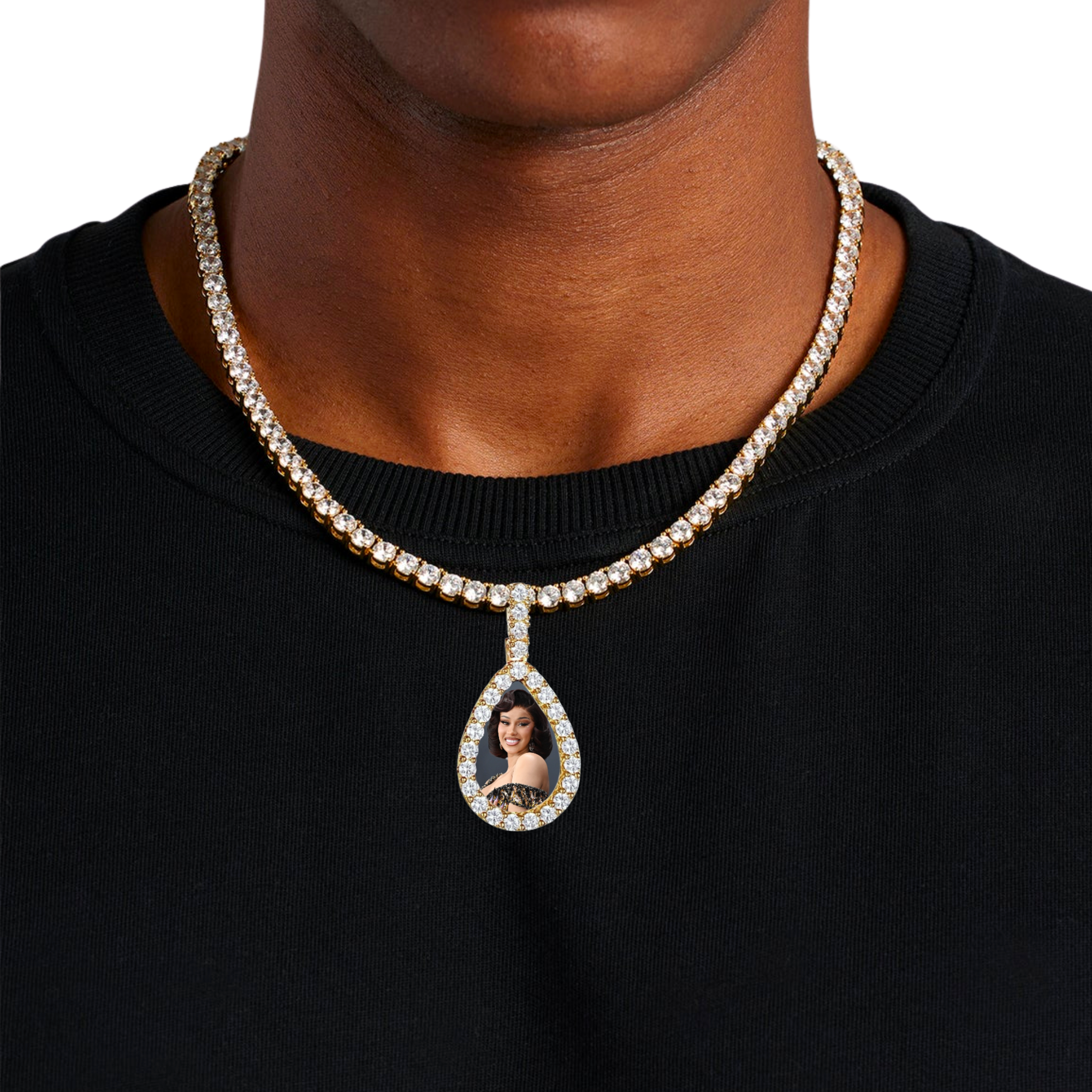 Diamond Drop Custom Photo Pendant