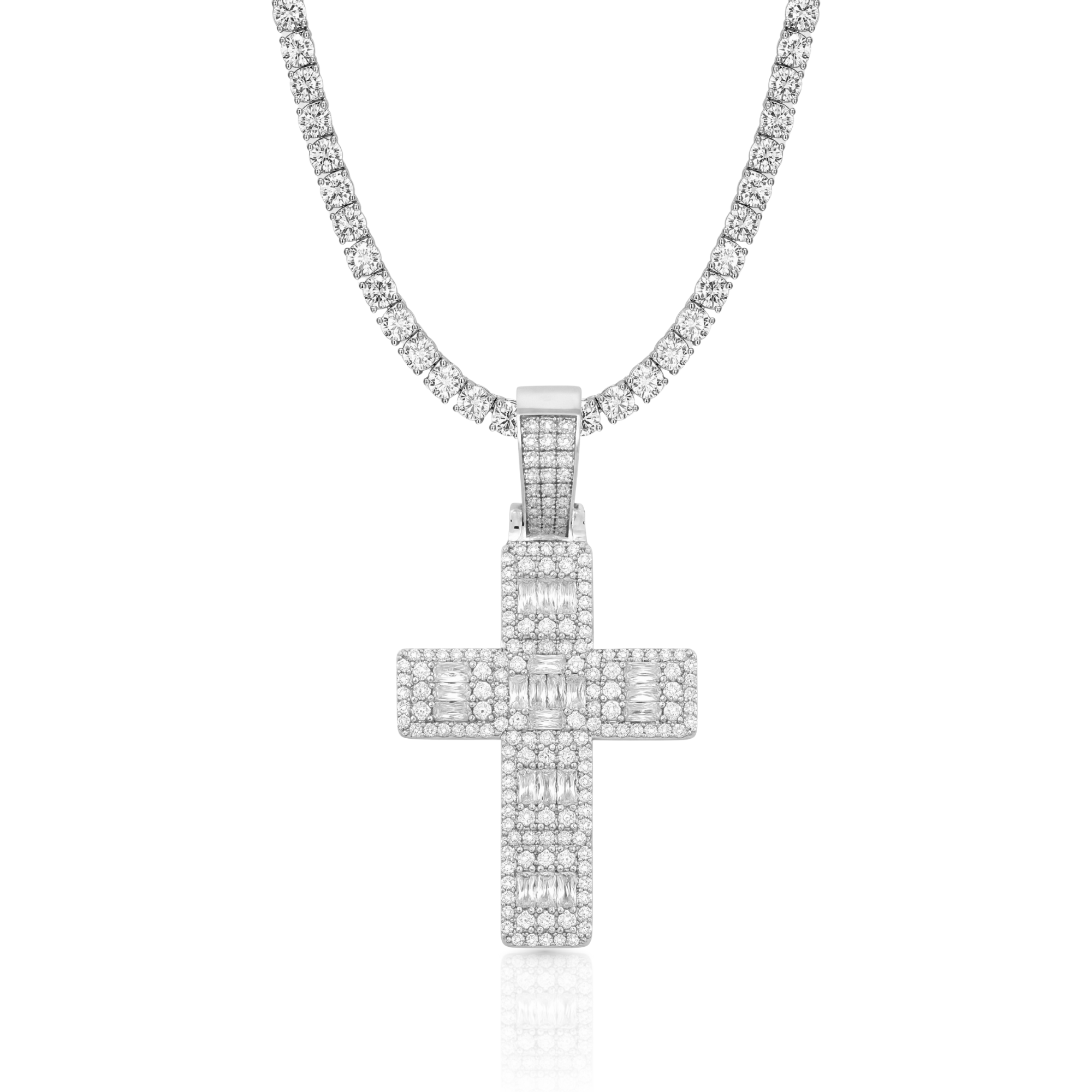 Baguette Cross Diamond Pendant