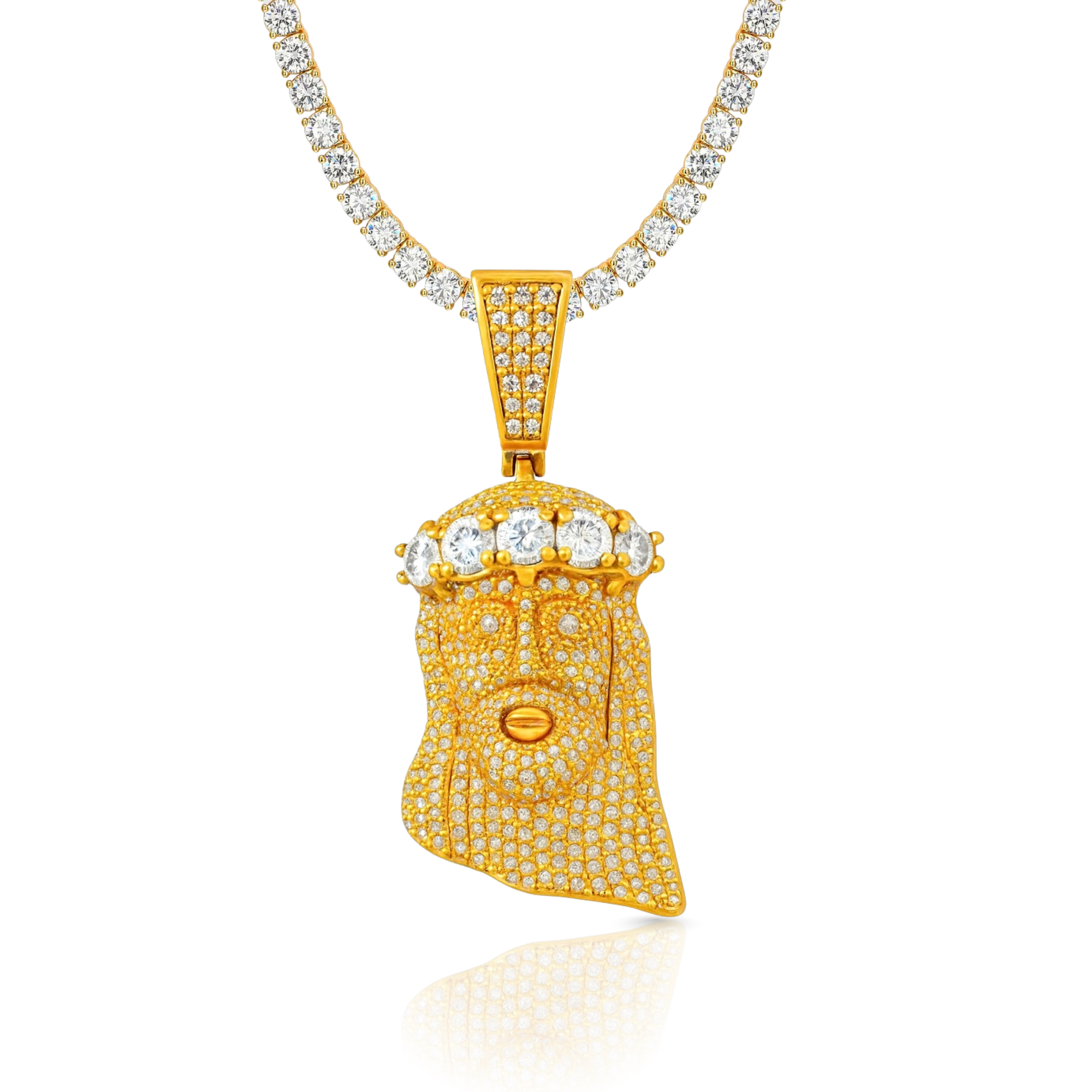 Moissanite Jesus Gold Pendant 4.1cts