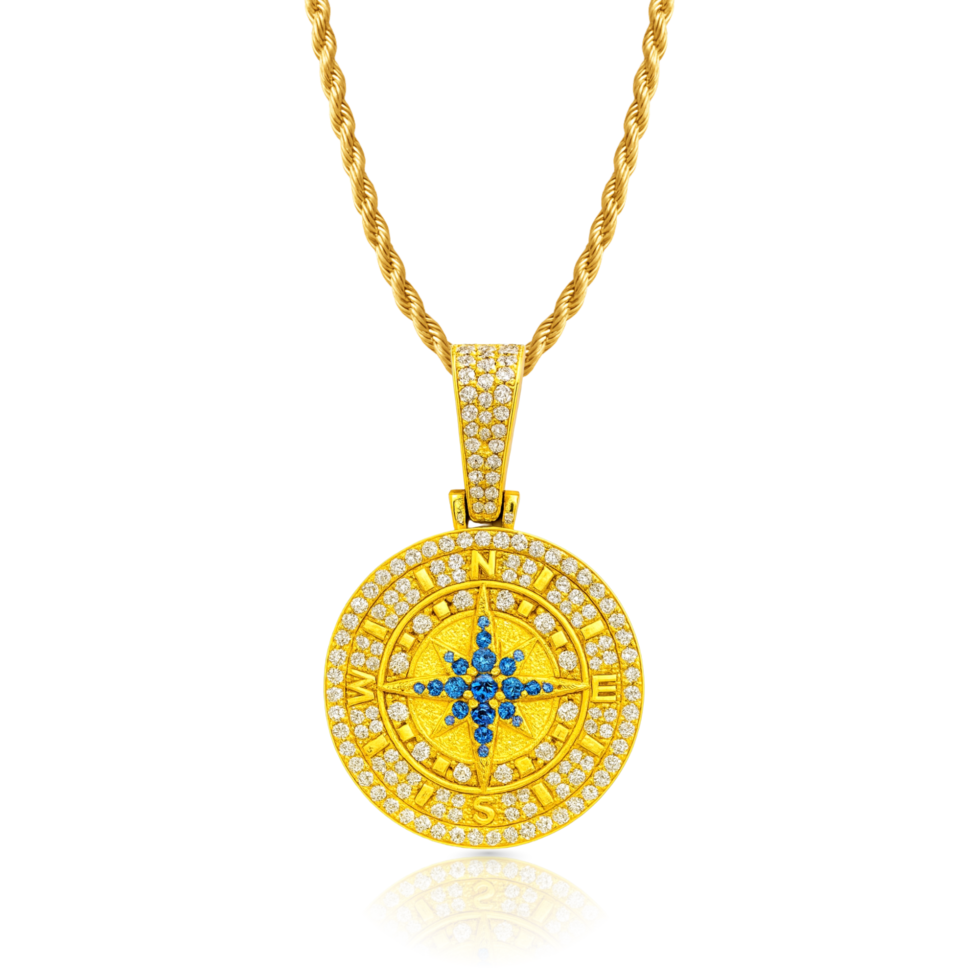 Compass Diamond Gold Pendant