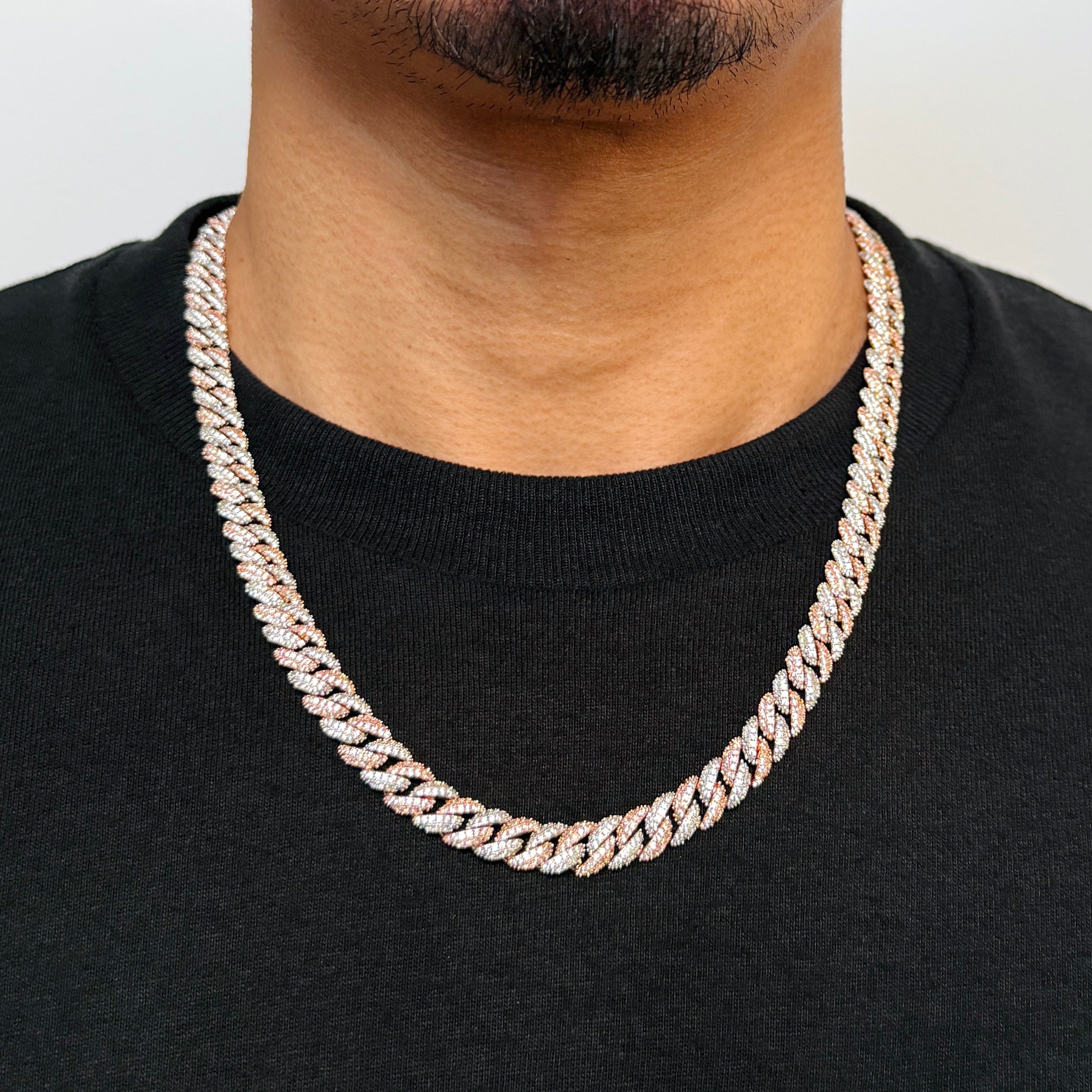 Two Tone South Beach Diamond Chain 8mm