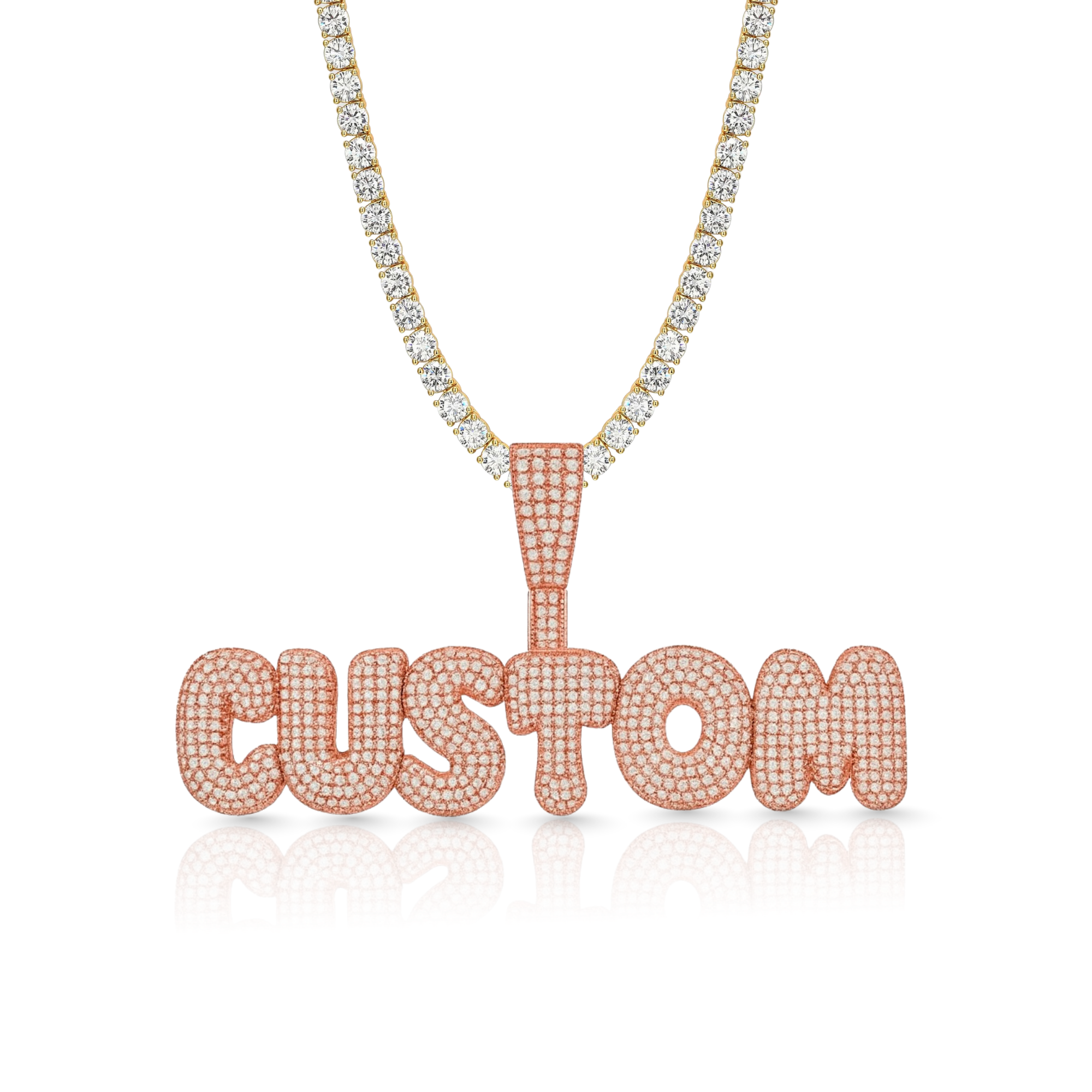 Moissanite Medium Bubble Letter Custom Pendant