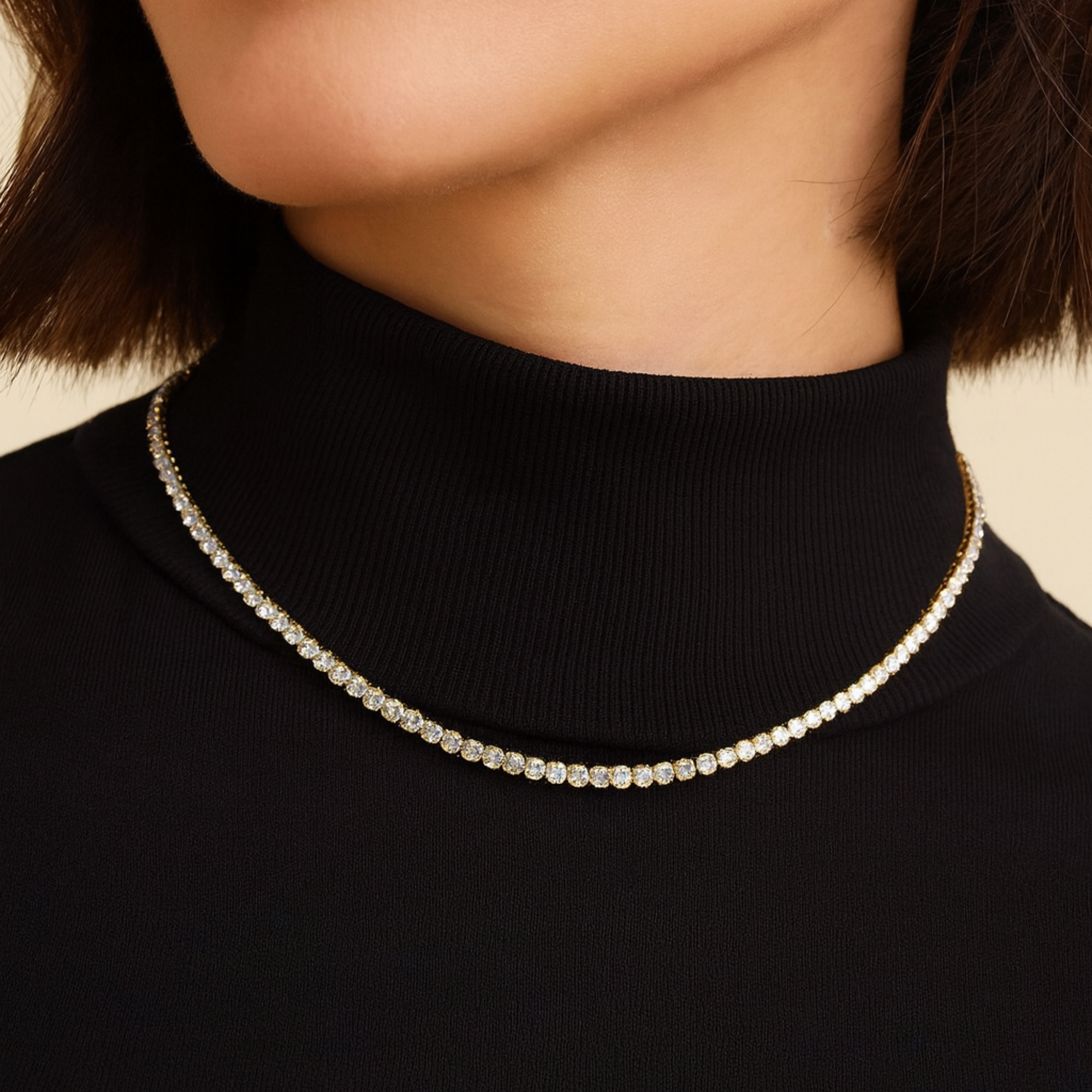 Moissanite Diamond Tennis Chain Gold (3mm) 16cts