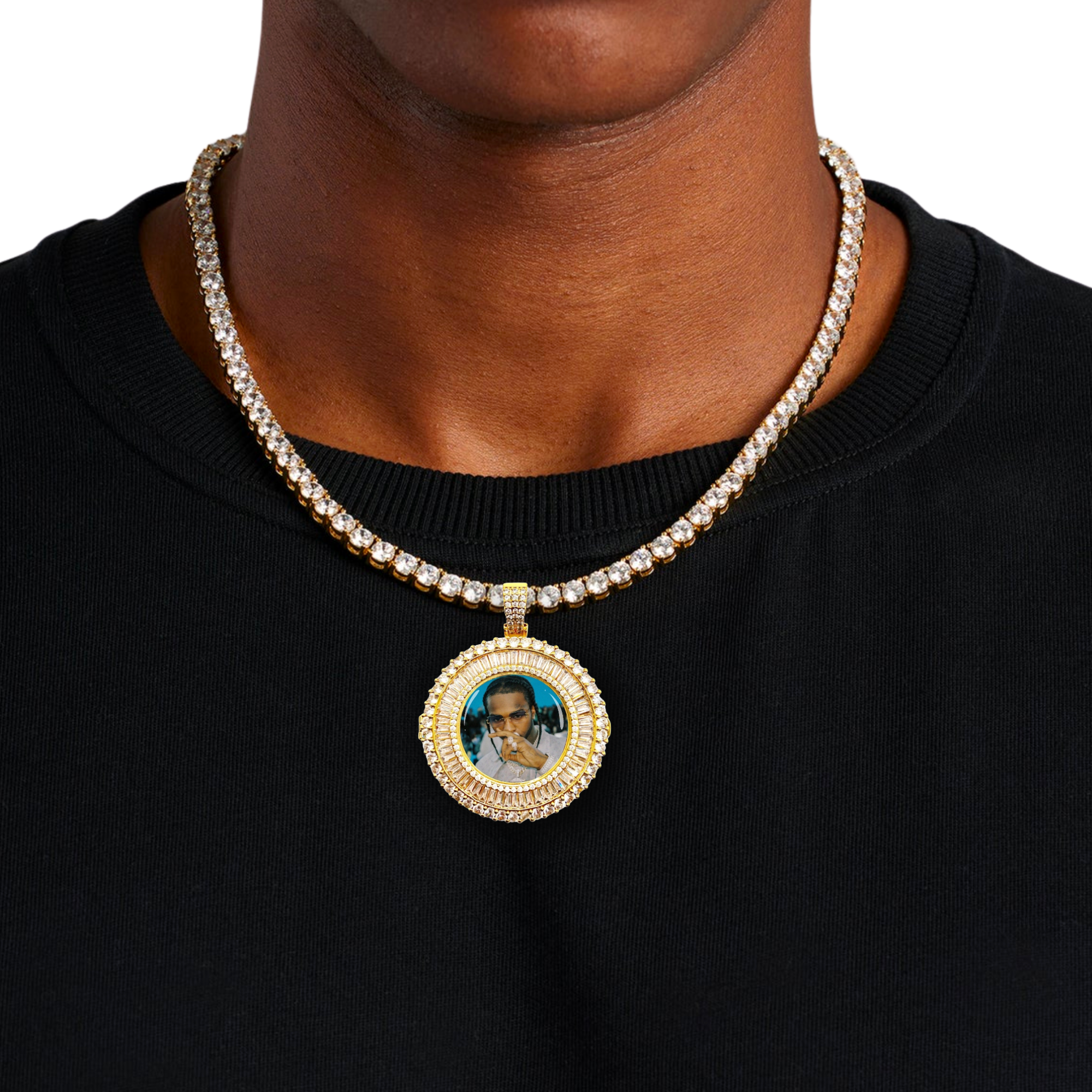 Double Clustered Diamond Photo Pendant